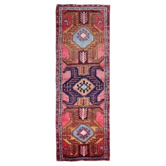 Traditional Pink Runner Rug Handmade Geometric Oriental Wool Carpet