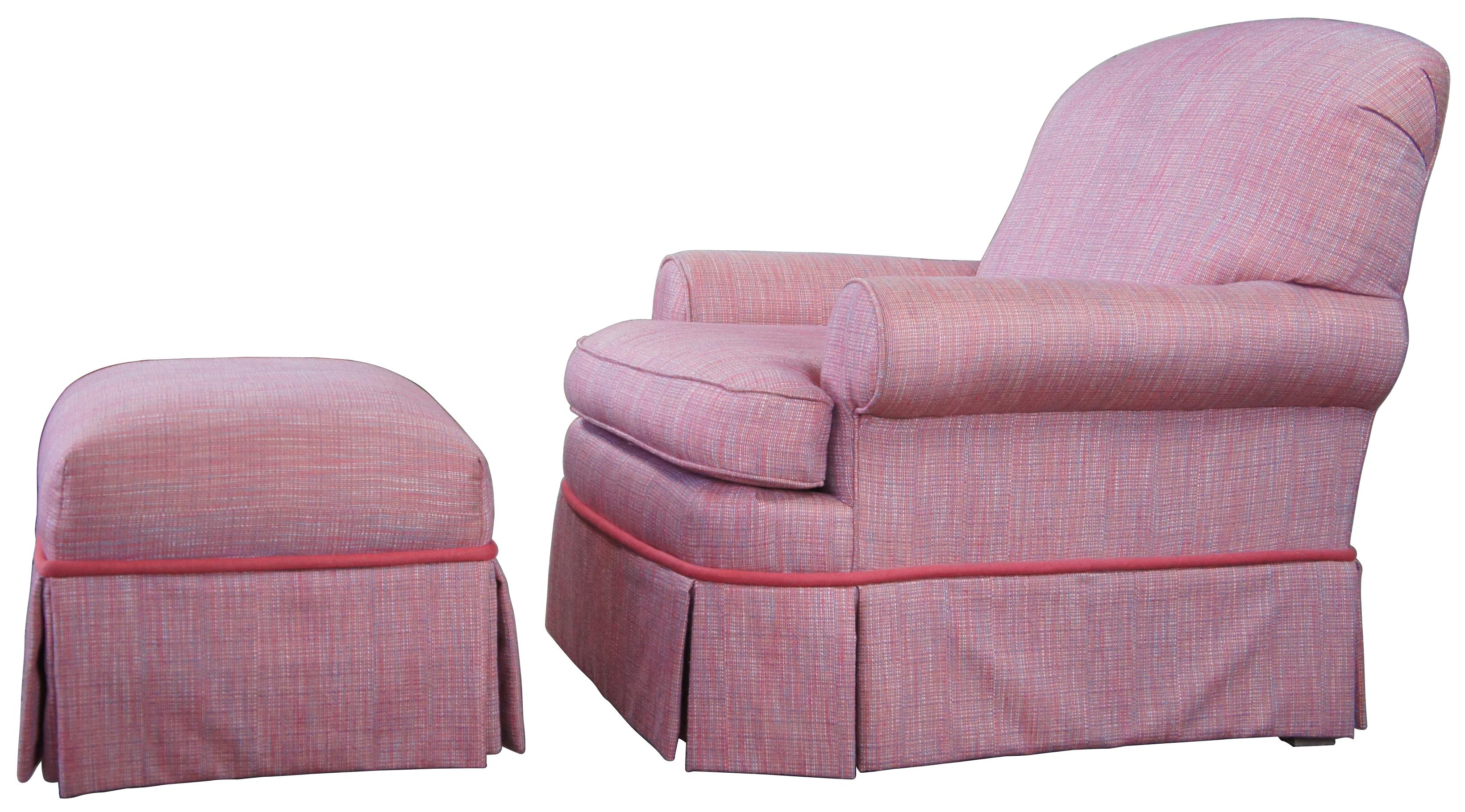 pink chair with ottoman