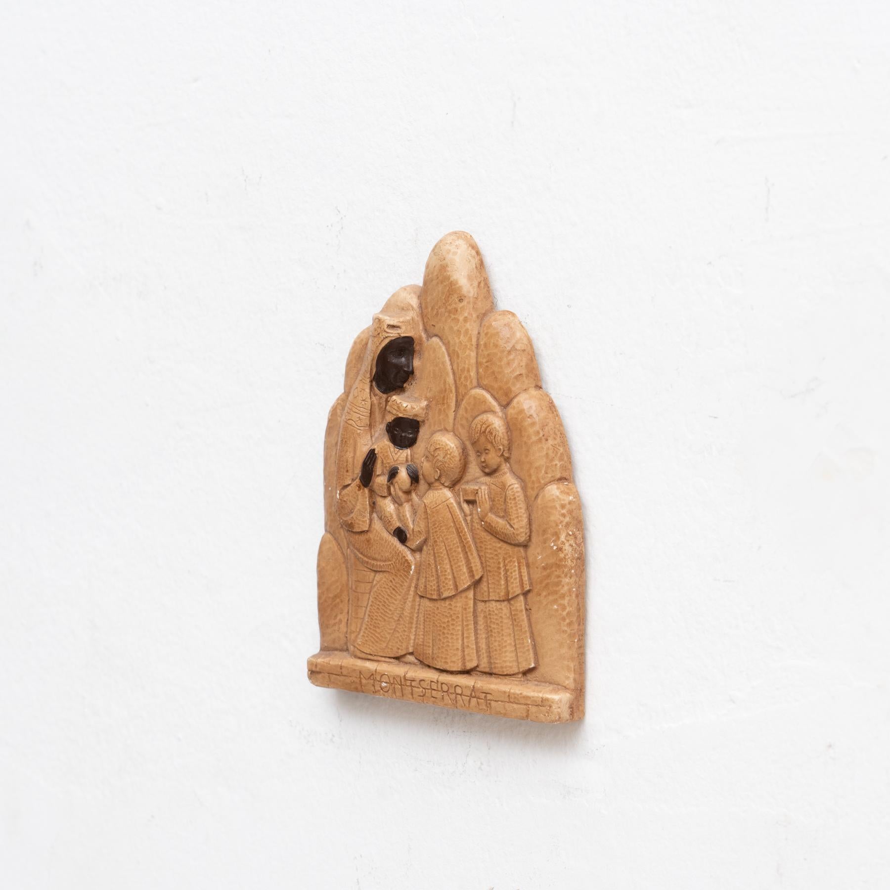 Mid-Century Modern Traditional Plaster Artwork of Montserrat from Spain, circa 1970 For Sale
