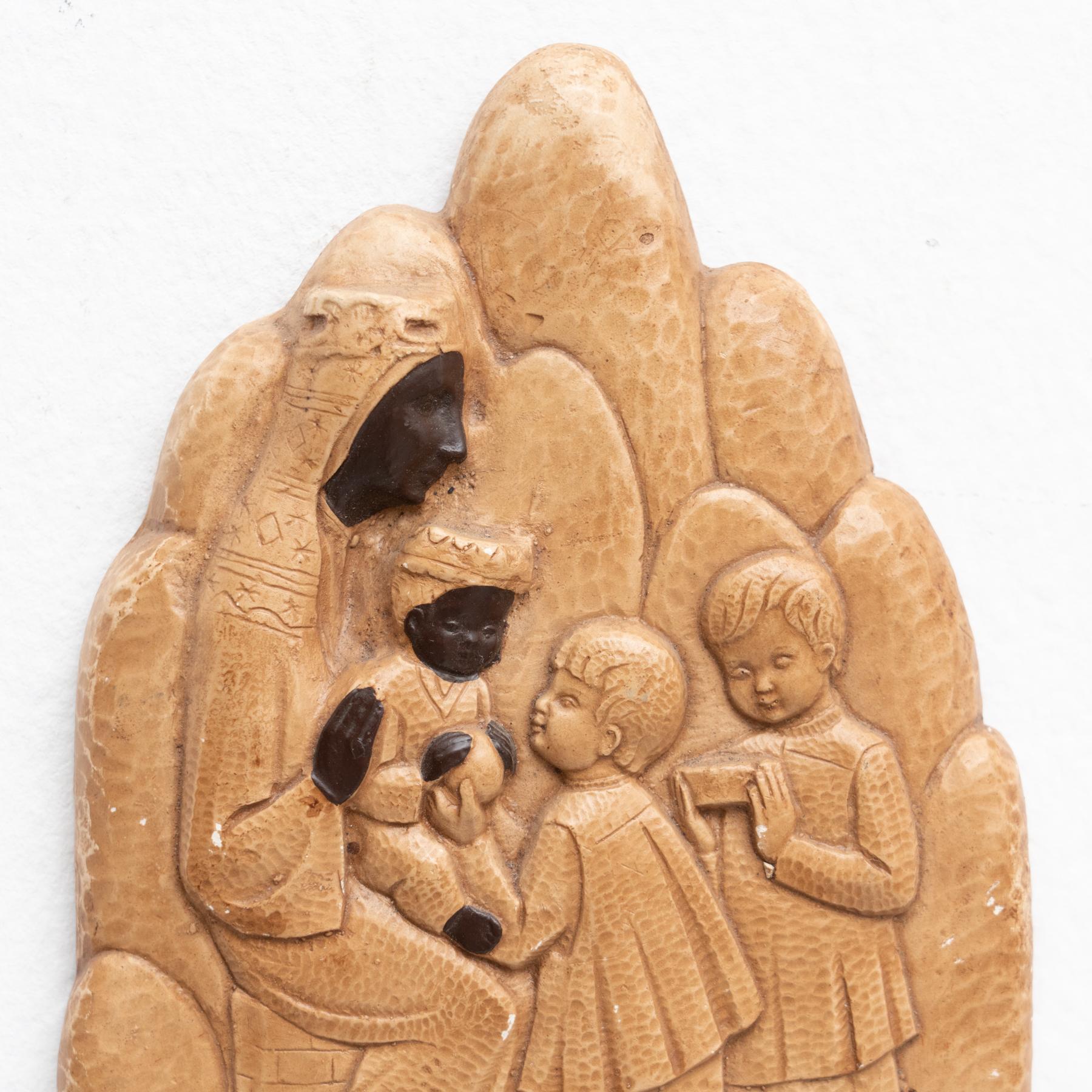Traditional Plaster Artwork of Montserrat from Spain, circa 1970 In Good Condition For Sale In Barcelona, ES