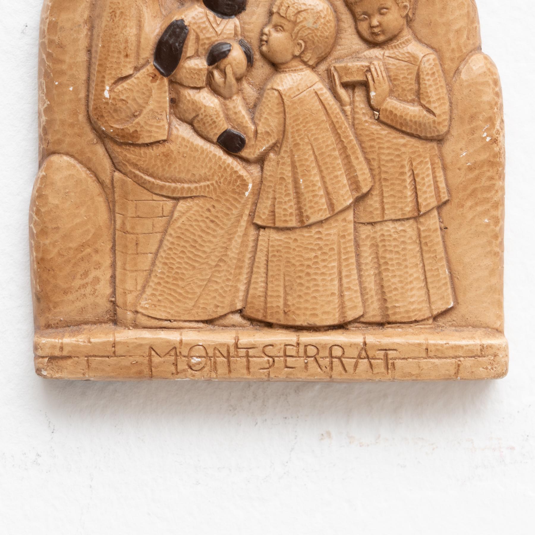 Late 20th Century Traditional Plaster Artwork of Montserrat from Spain, circa 1970 For Sale