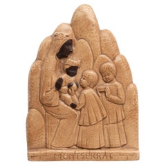 Vintage Traditional Plaster Artwork of Montserrat from Spain, circa 1970