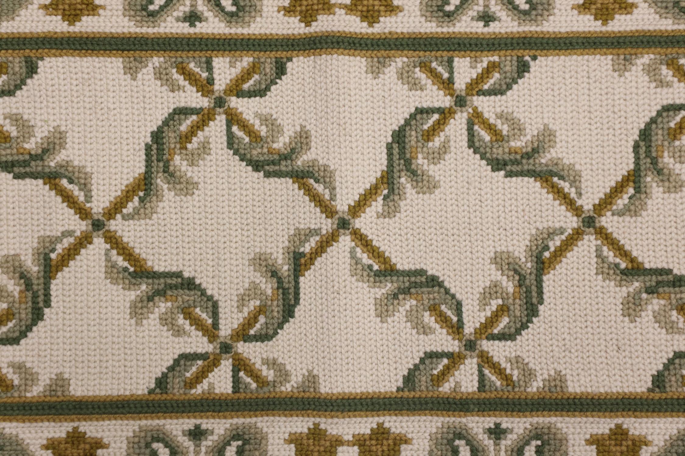 Traditioneller portugiesischer handgewebter Teppich aus Wolle mit Nadelspitze (Moderne der Mitte des Jahrhunderts) im Angebot
