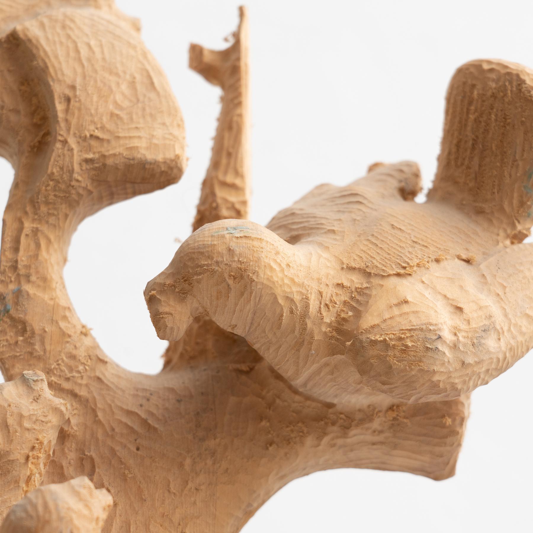 Spanish Traditional Preliminary Sketch Wooden Sculpture of a Tree For Sale