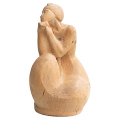 Traditional Preliminary Sketch Wooden Sculpture of a Woman