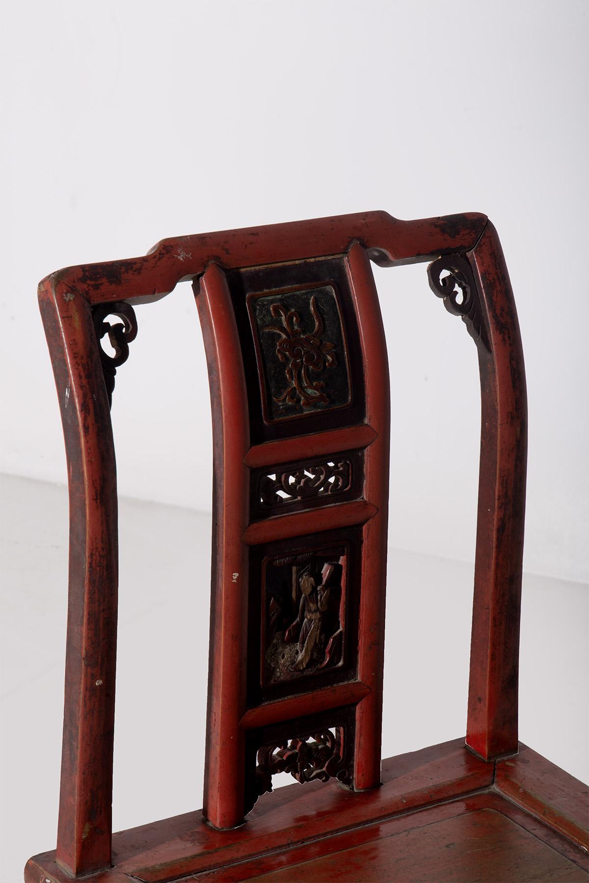 Chaise traditionnelle de style Qing avec tiroir caché État moyen - En vente à Milano, IT