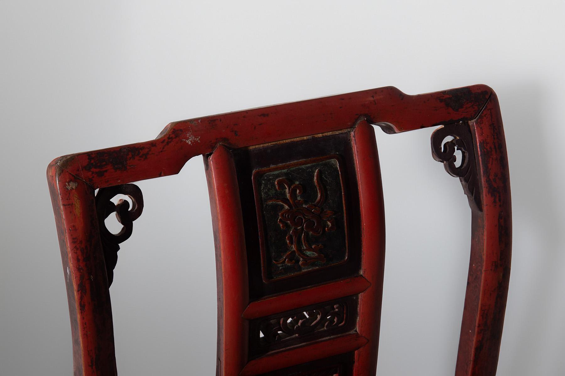 Chaise traditionnelle de style Qing avec tiroir caché en vente 2