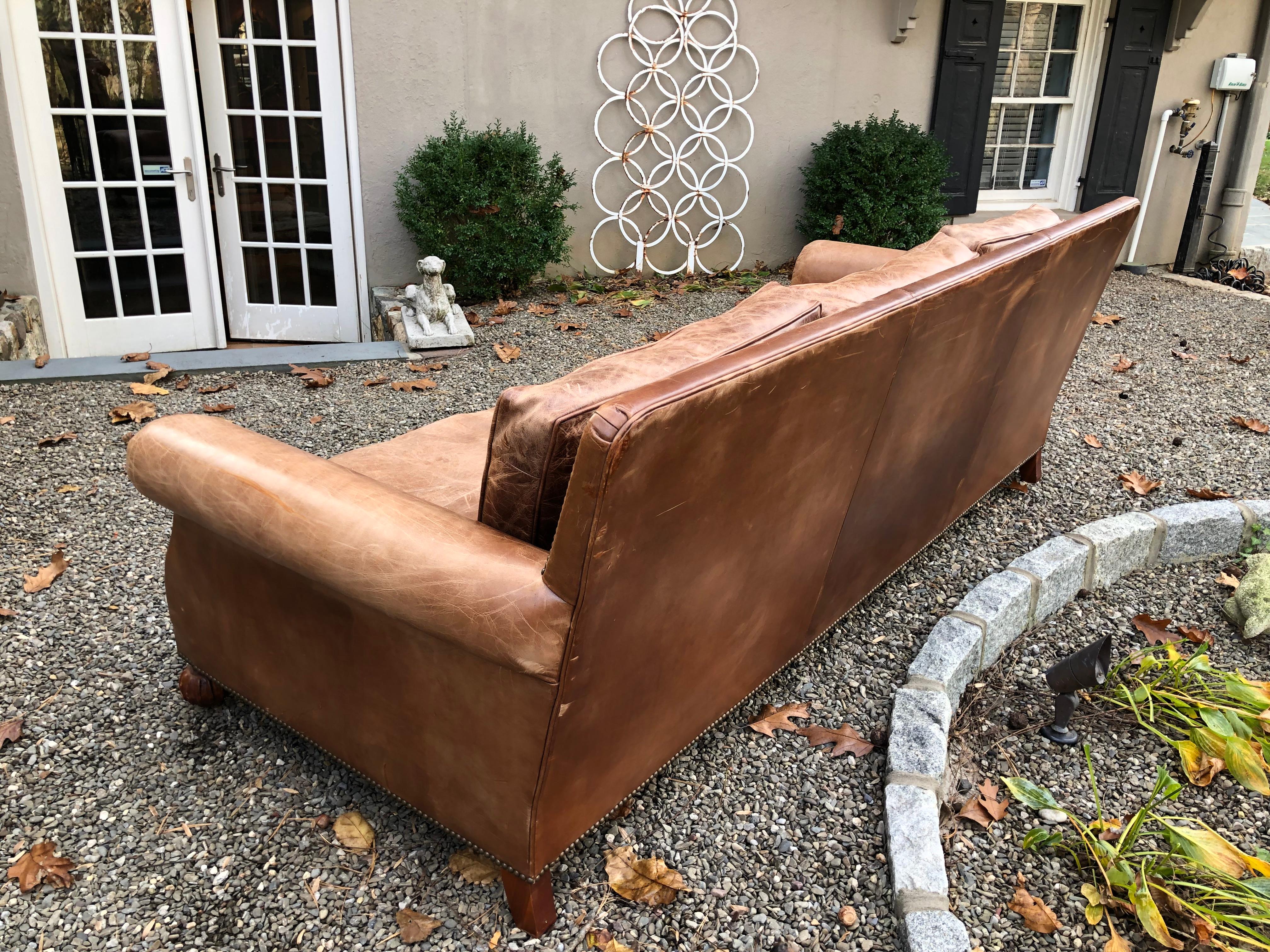 Cuir Canapé traditionnel Ralph Lauren Aran Isles en cuir de selle