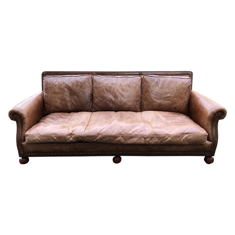 Traditional Ralph Lauren Aran Isles Saddle Leather Sofa at 1stDibs | aran  isles sofa, ralph lauren leather couch, ralph lauren leather sofa