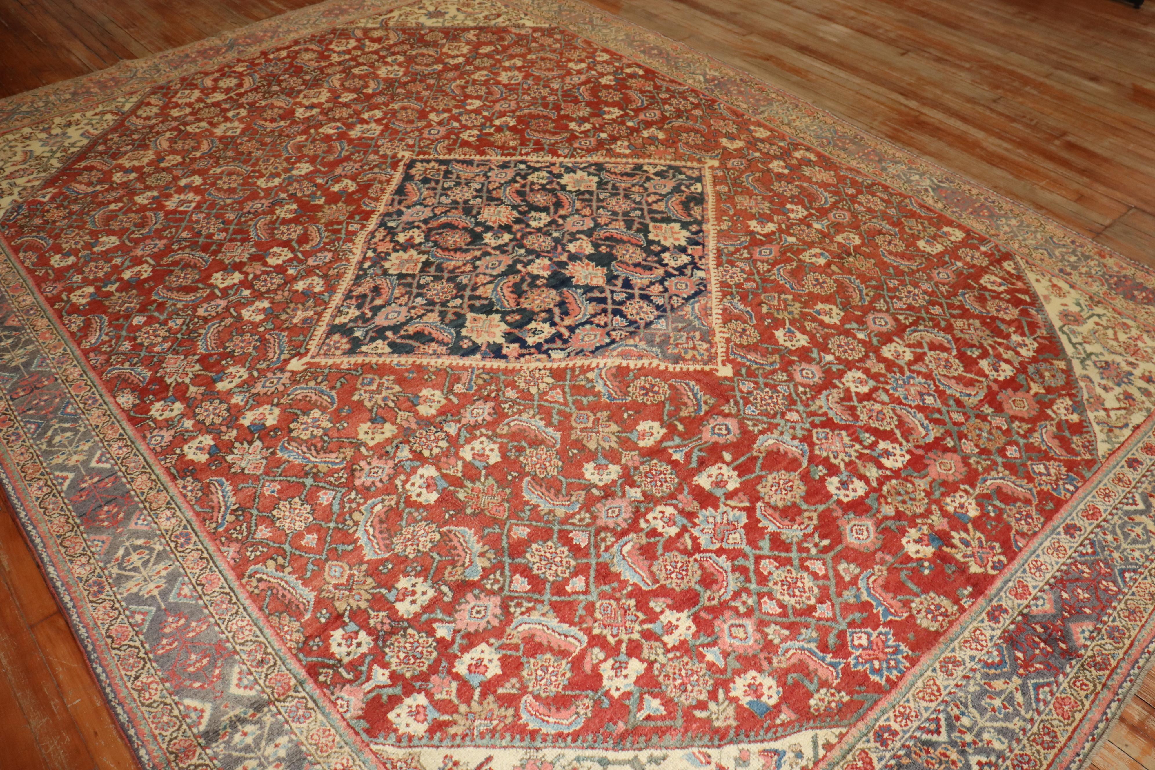 Traditional Red Blue Mahal Room Size Rug For Sale 3