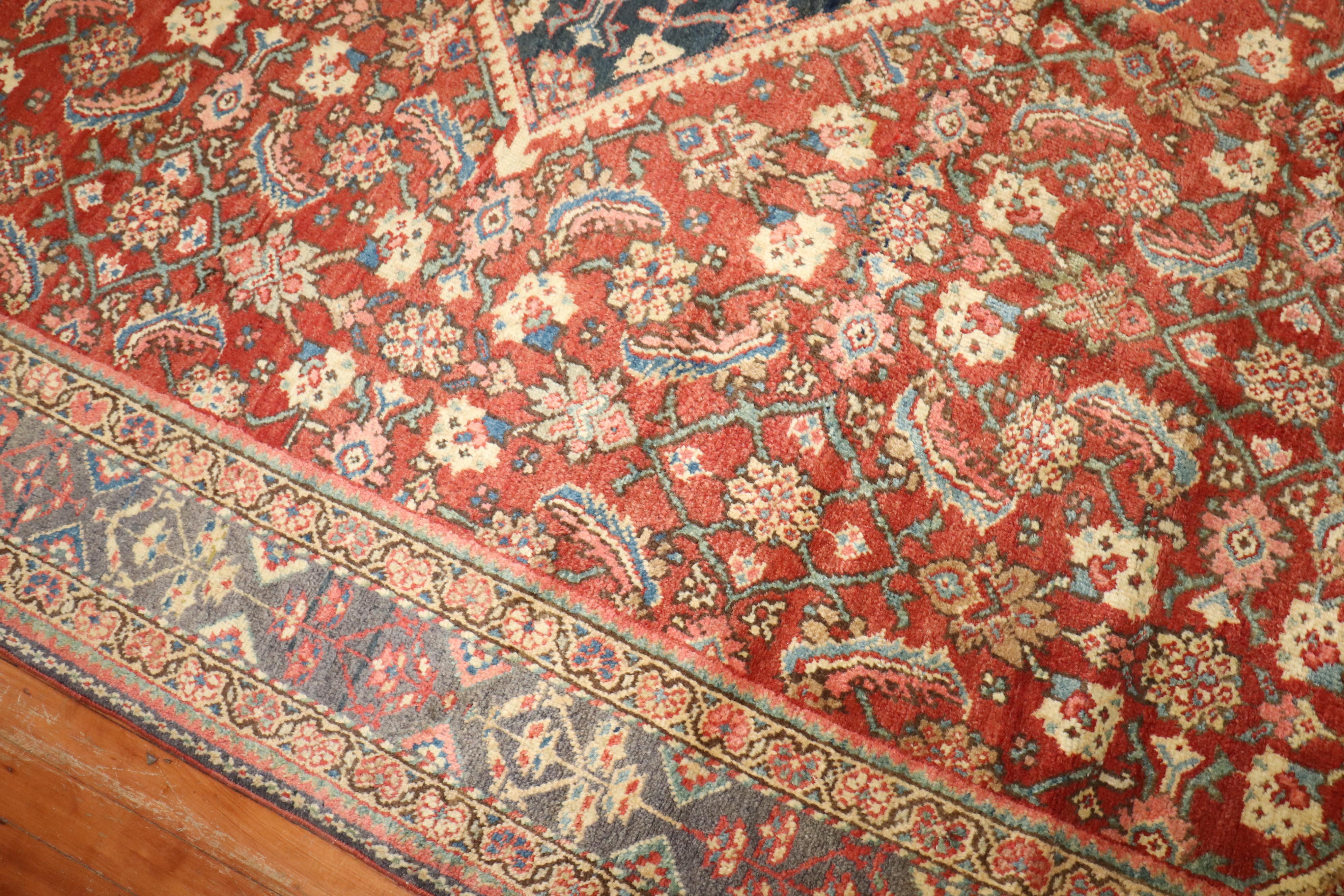Sultanabad Traditional Red Blue Mahal Room Size Rug For Sale