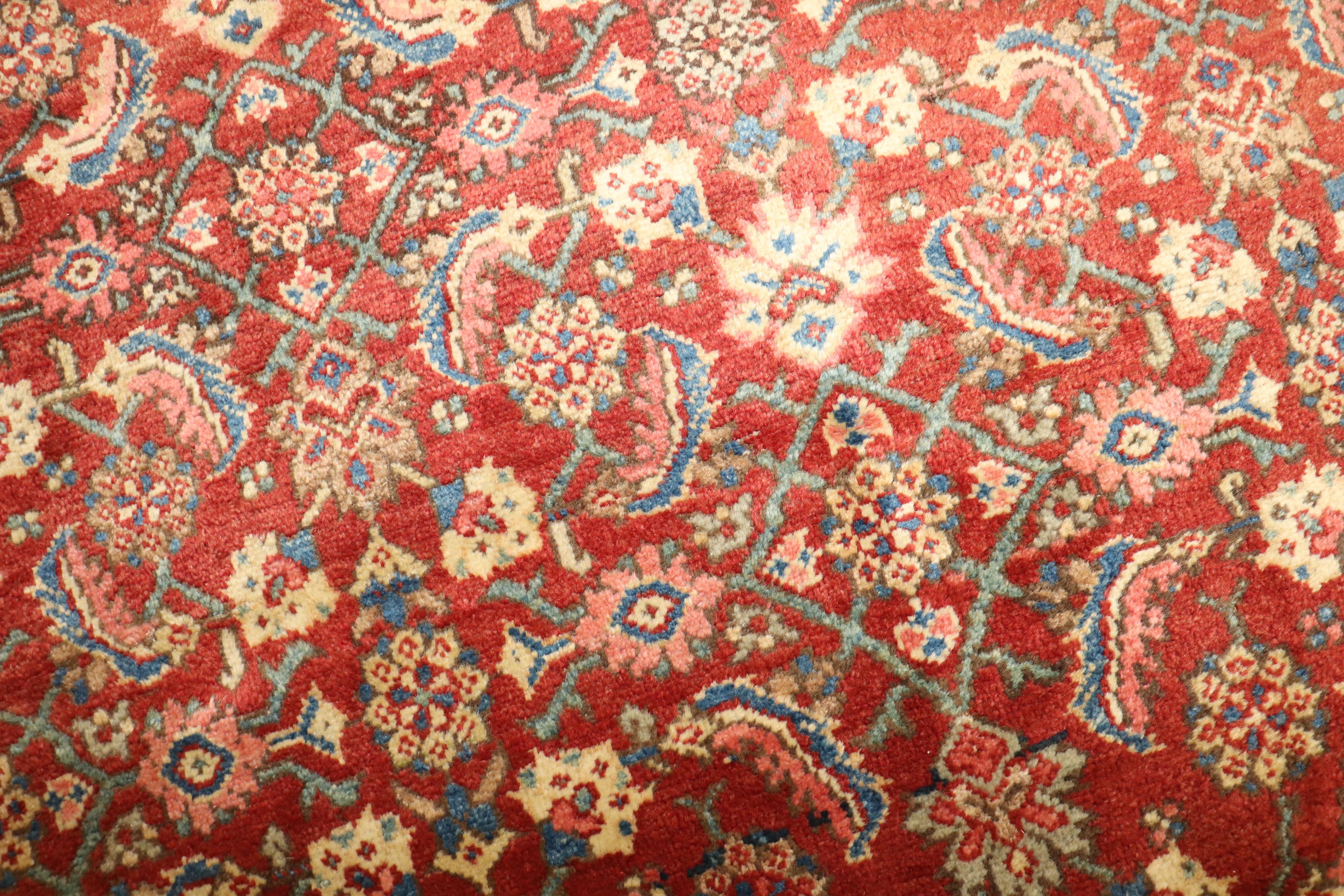 Persian Traditional Red Blue Mahal Room Size Rug For Sale