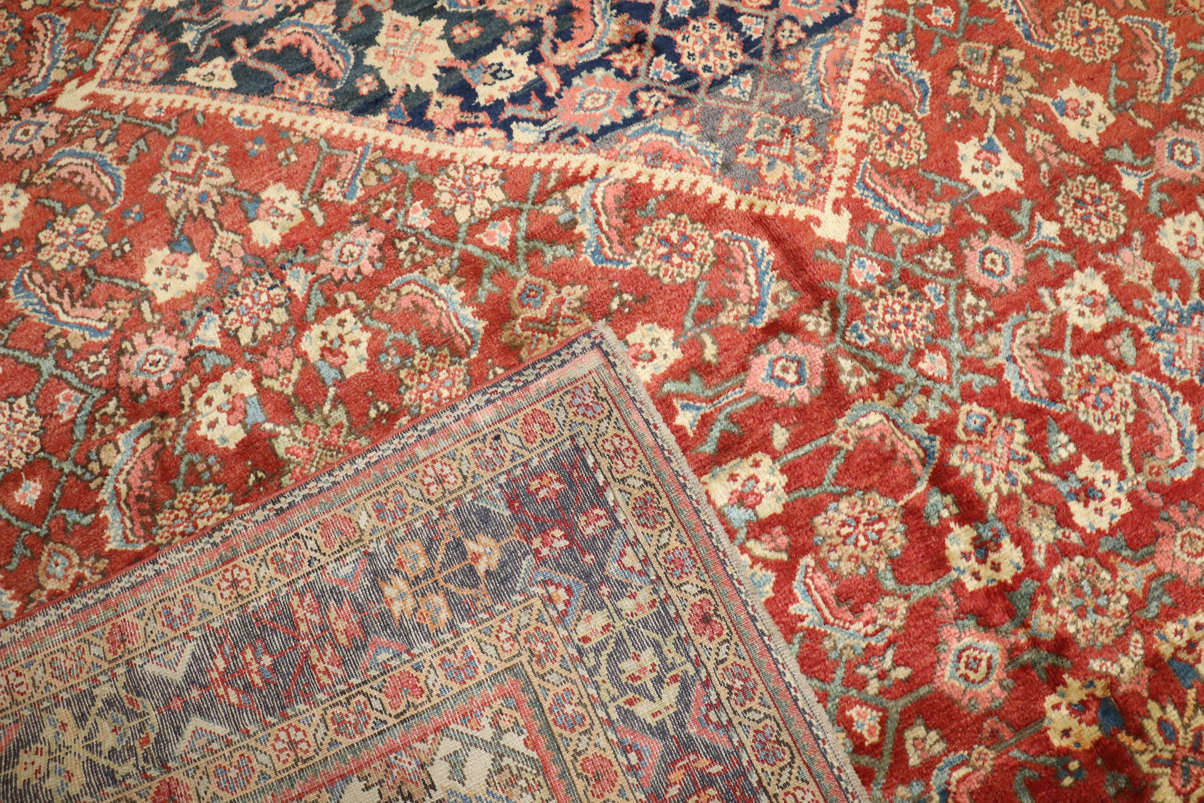 20th Century Traditional Red Blue Mahal Room Size Rug For Sale