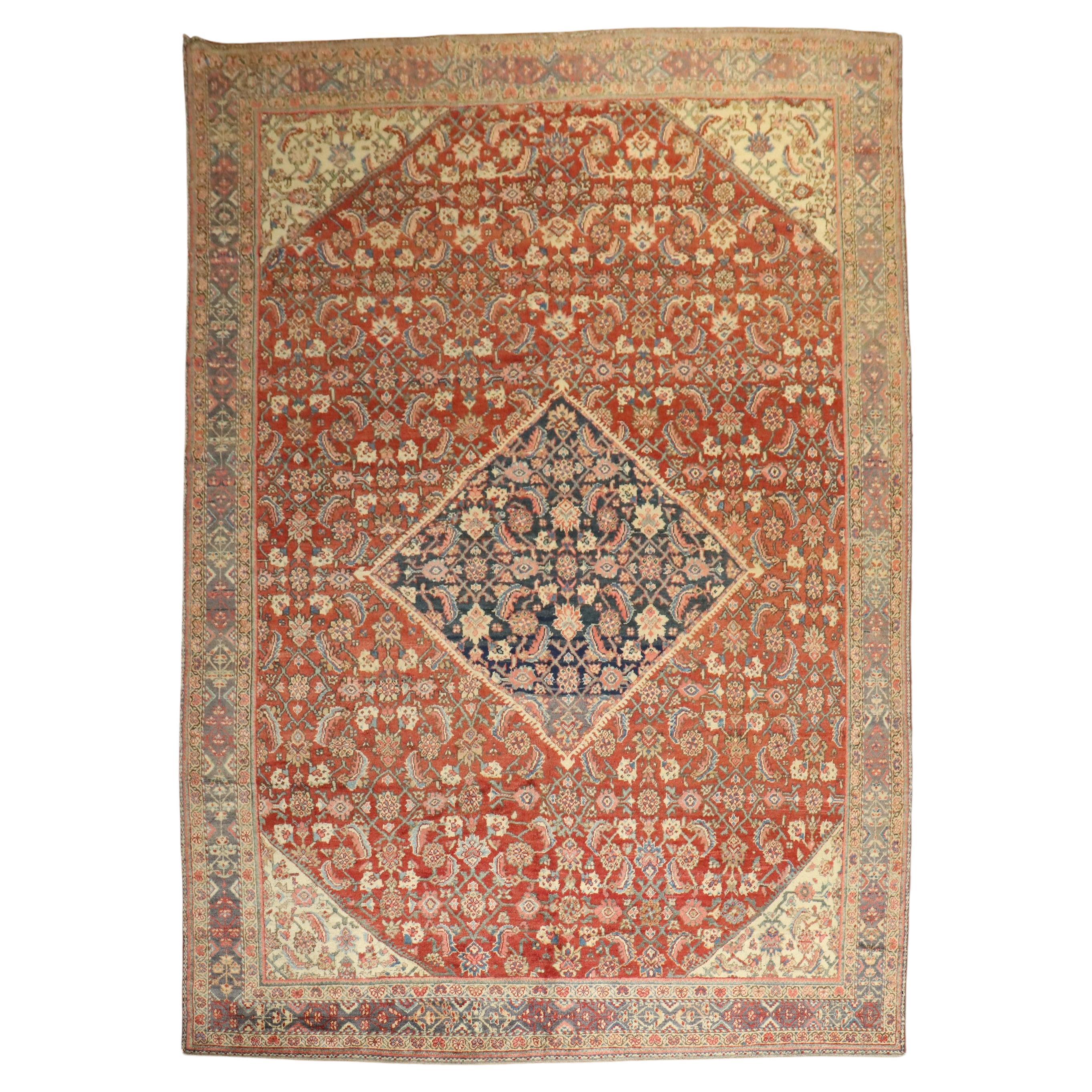 Traditional Red Blue Mahal Room Size Rug For Sale