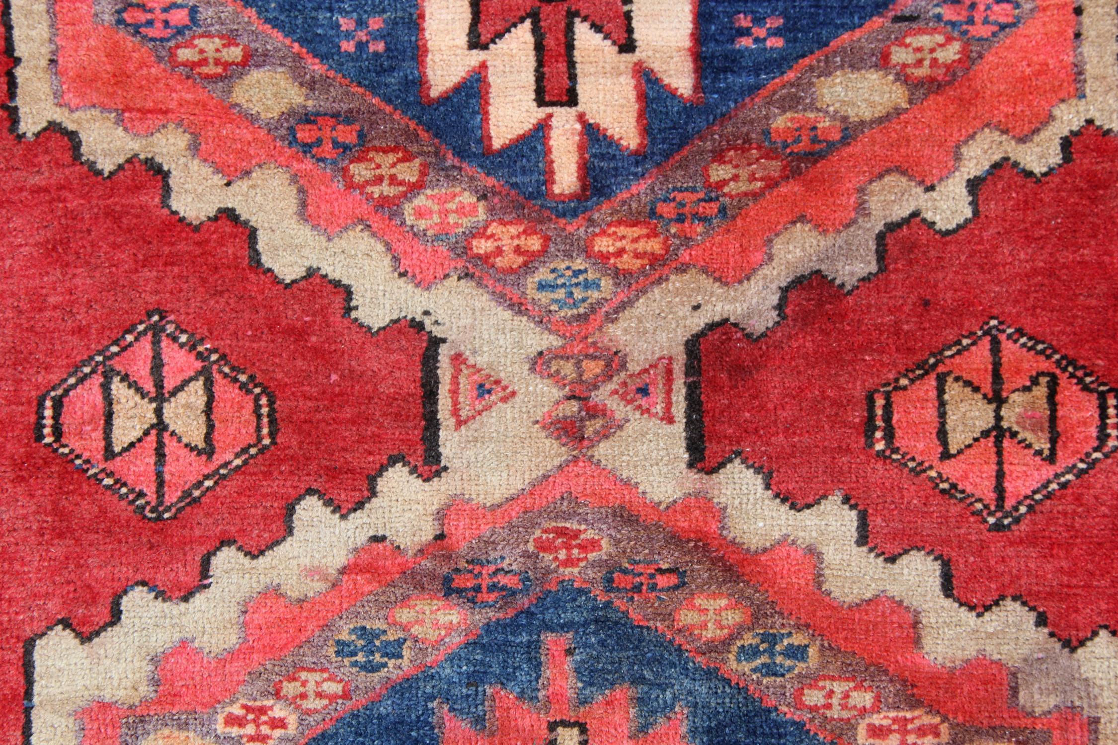 Woven Traditional Red Runner Rug Long Handmade Oriental Tribal Carpet