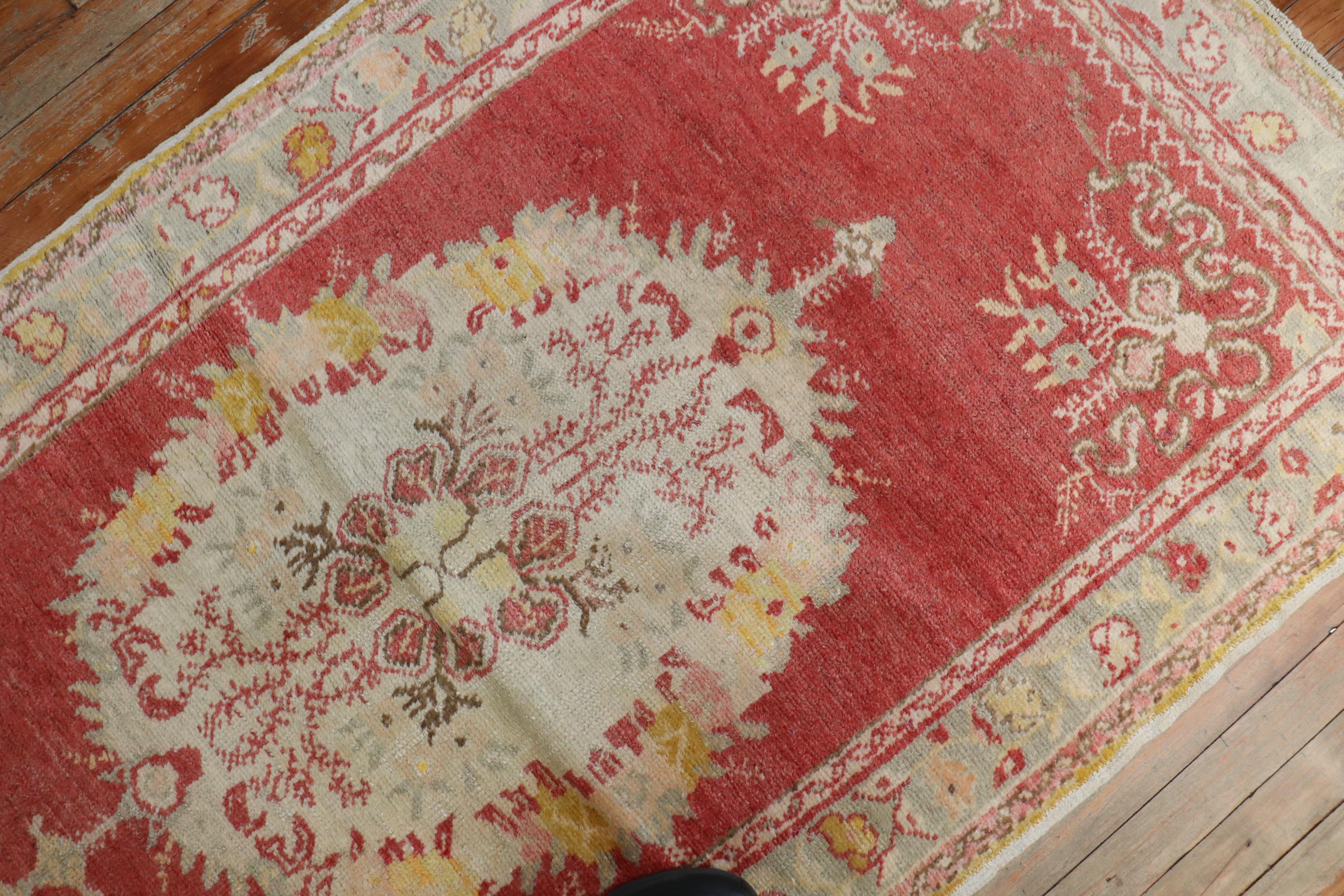 Hand-Knotted Traditional Red Vintage Oushak Runner For Sale