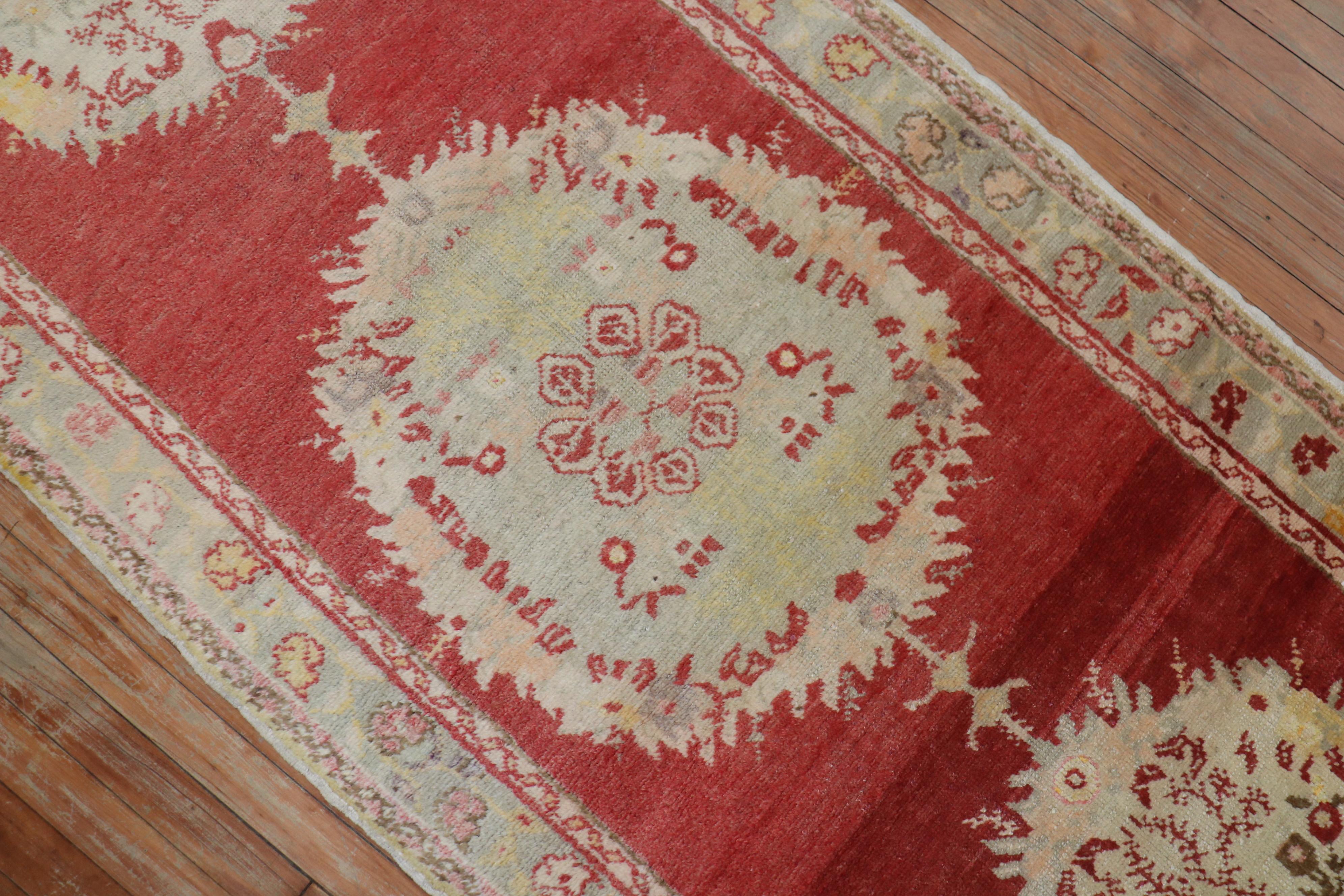 20th Century Traditional Red Vintage Oushak Runner For Sale