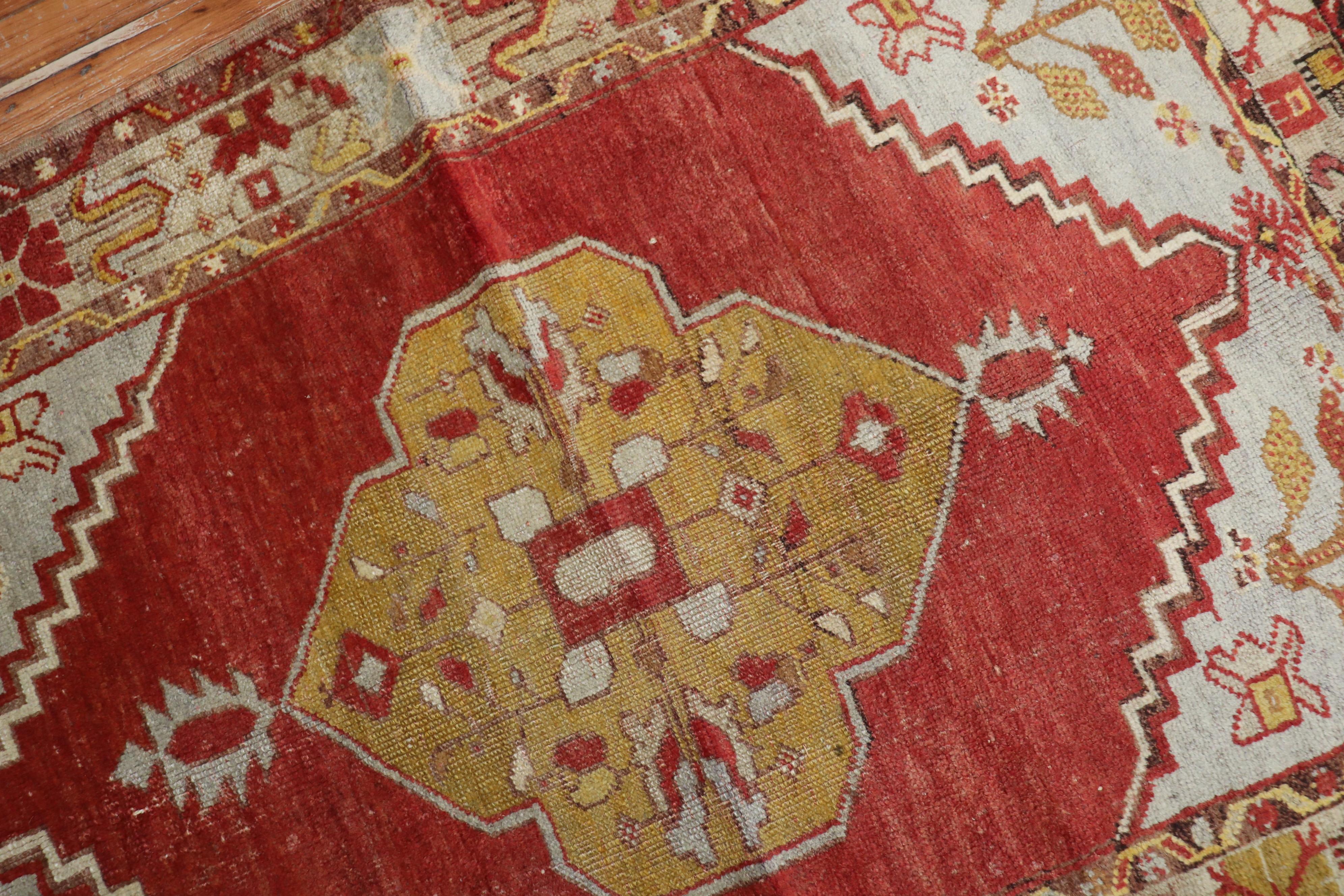 Traditional Red Vintage Turkish Oushak For Sale 3