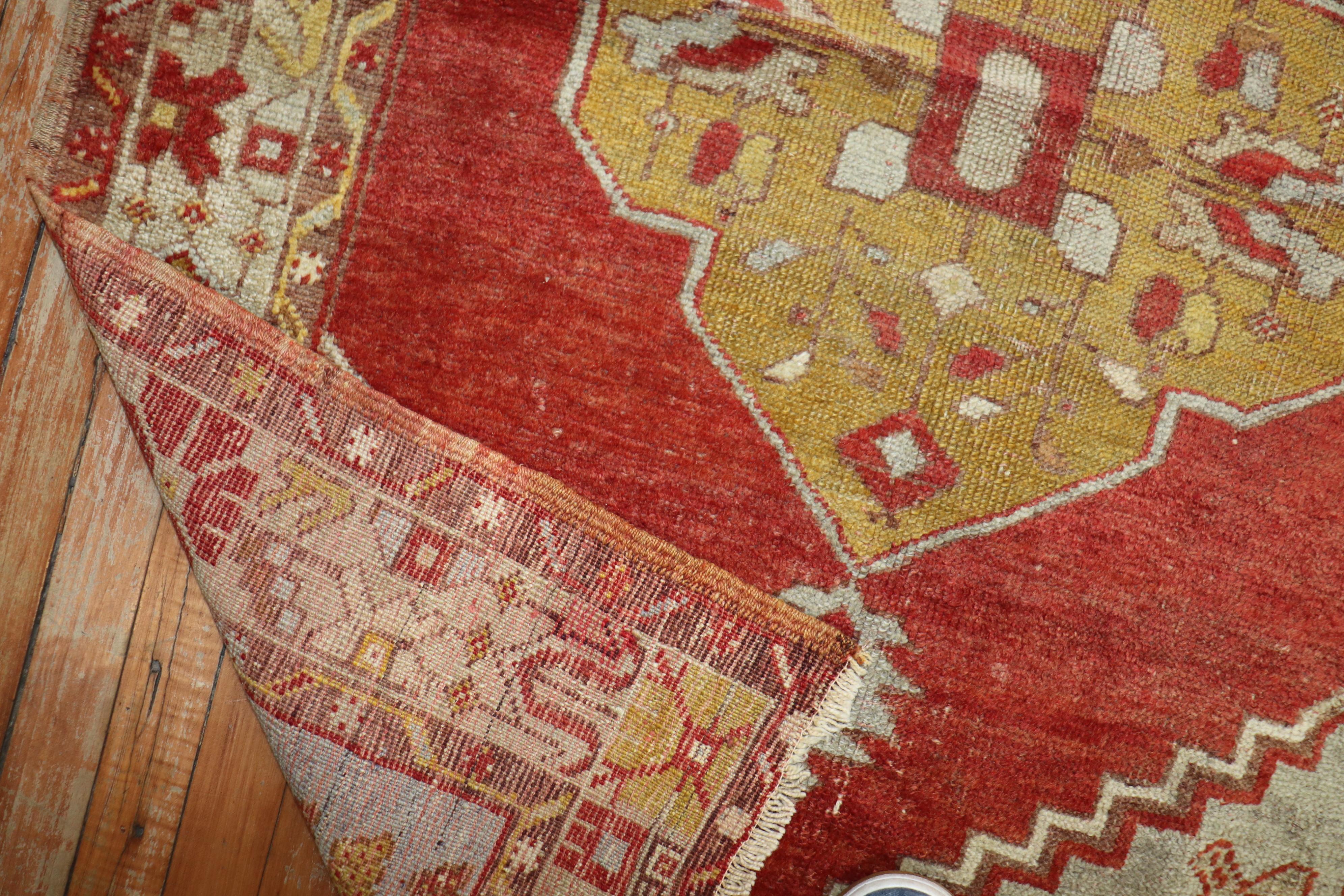 Traditional Red Vintage Turkish Oushak In Good Condition For Sale In New York, NY