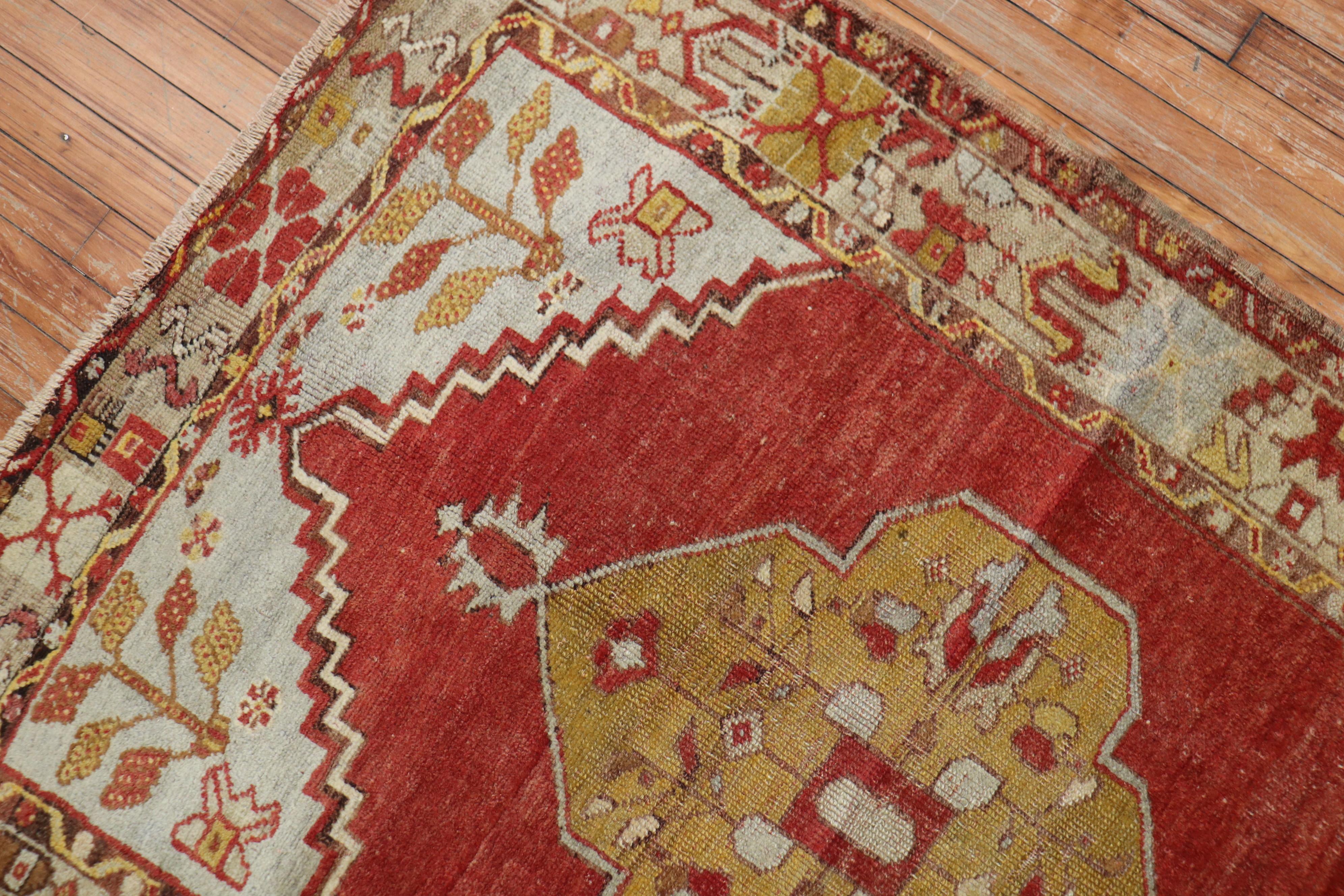 Wool Traditional Red Vintage Turkish Oushak For Sale