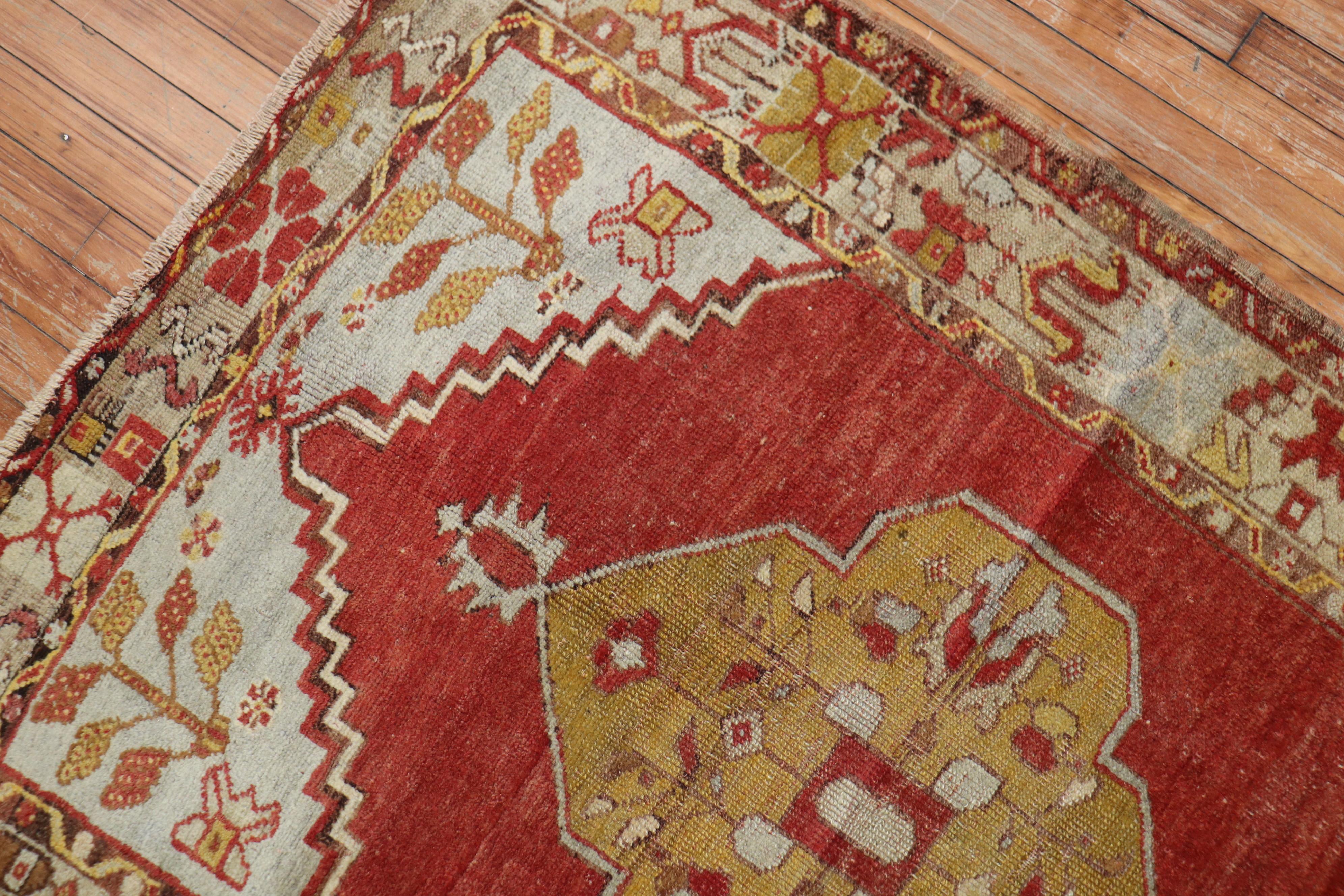 Wool Traditional Red Vintage Turkish Oushak For Sale