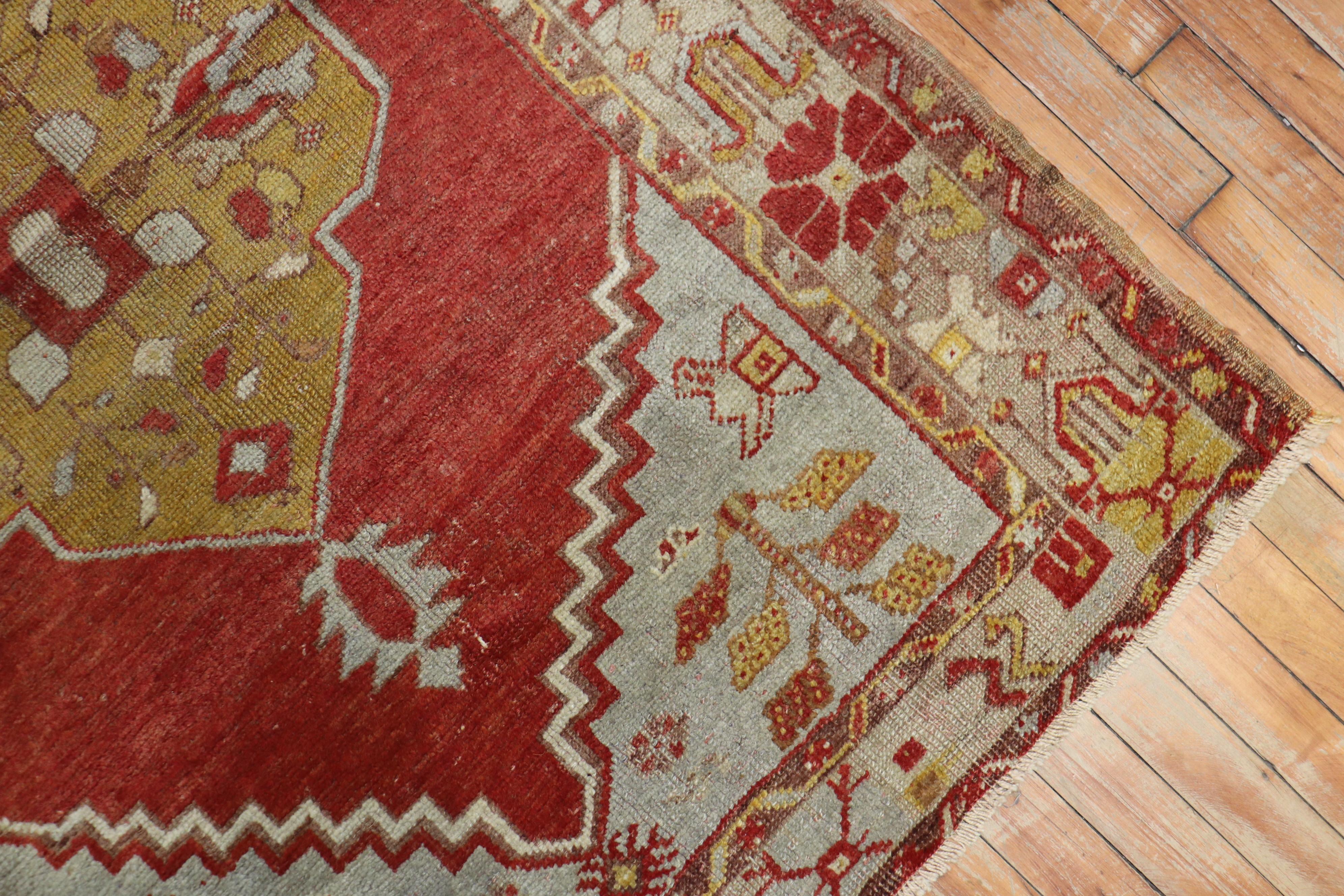 Traditional Red Vintage Turkish Oushak For Sale 1