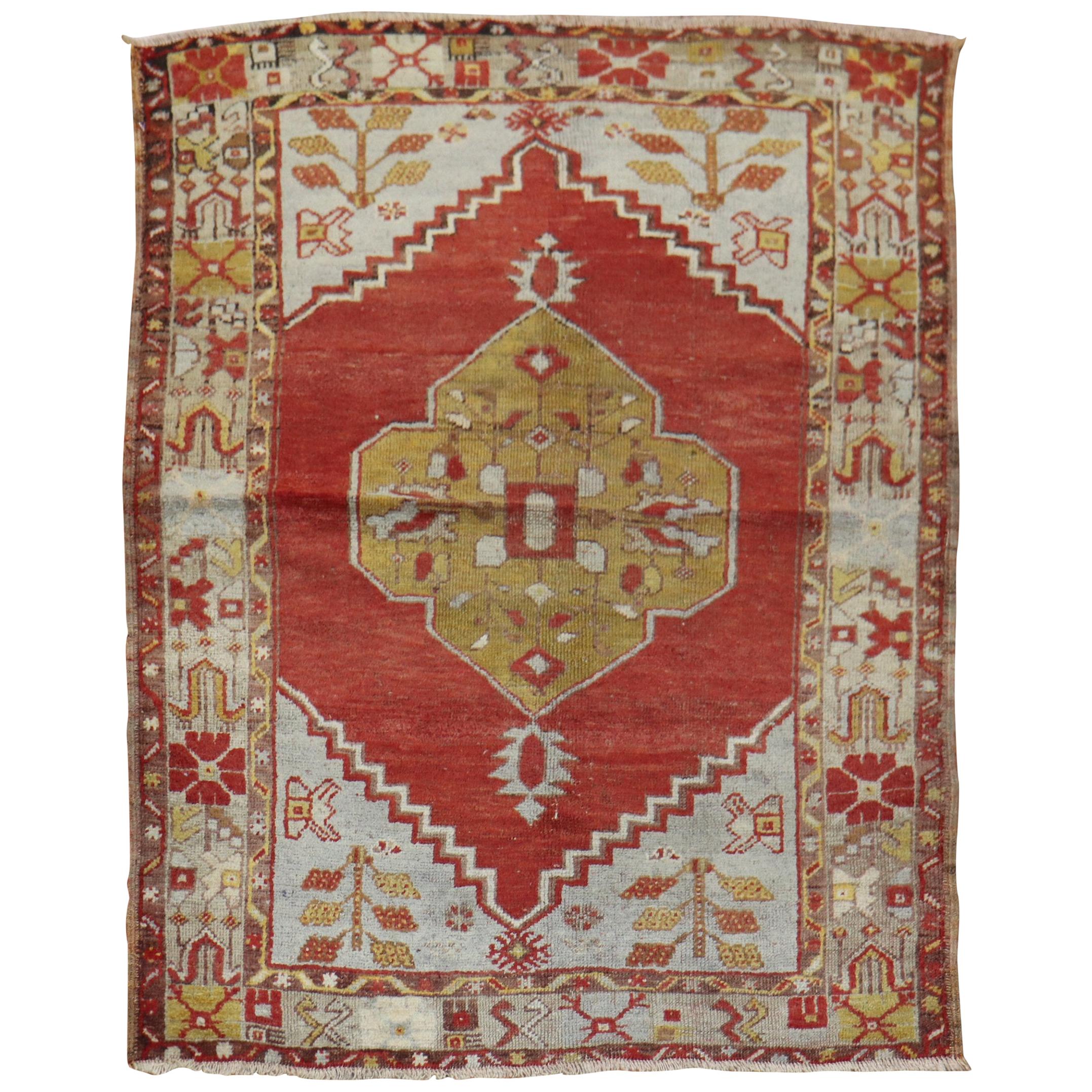 Traditional Red Vintage Turkish Oushak For Sale