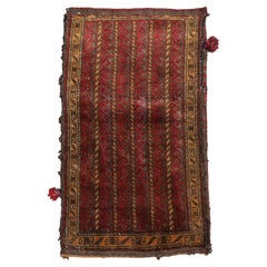 Traditioneller traditioneller Teppich aus roter Wolle, antiker Teppich, handgewebte orientalische Chuval-Tasche
