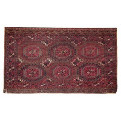 Traditional Red Wool Antique Rug Handwoven Oriental Living Room Rug