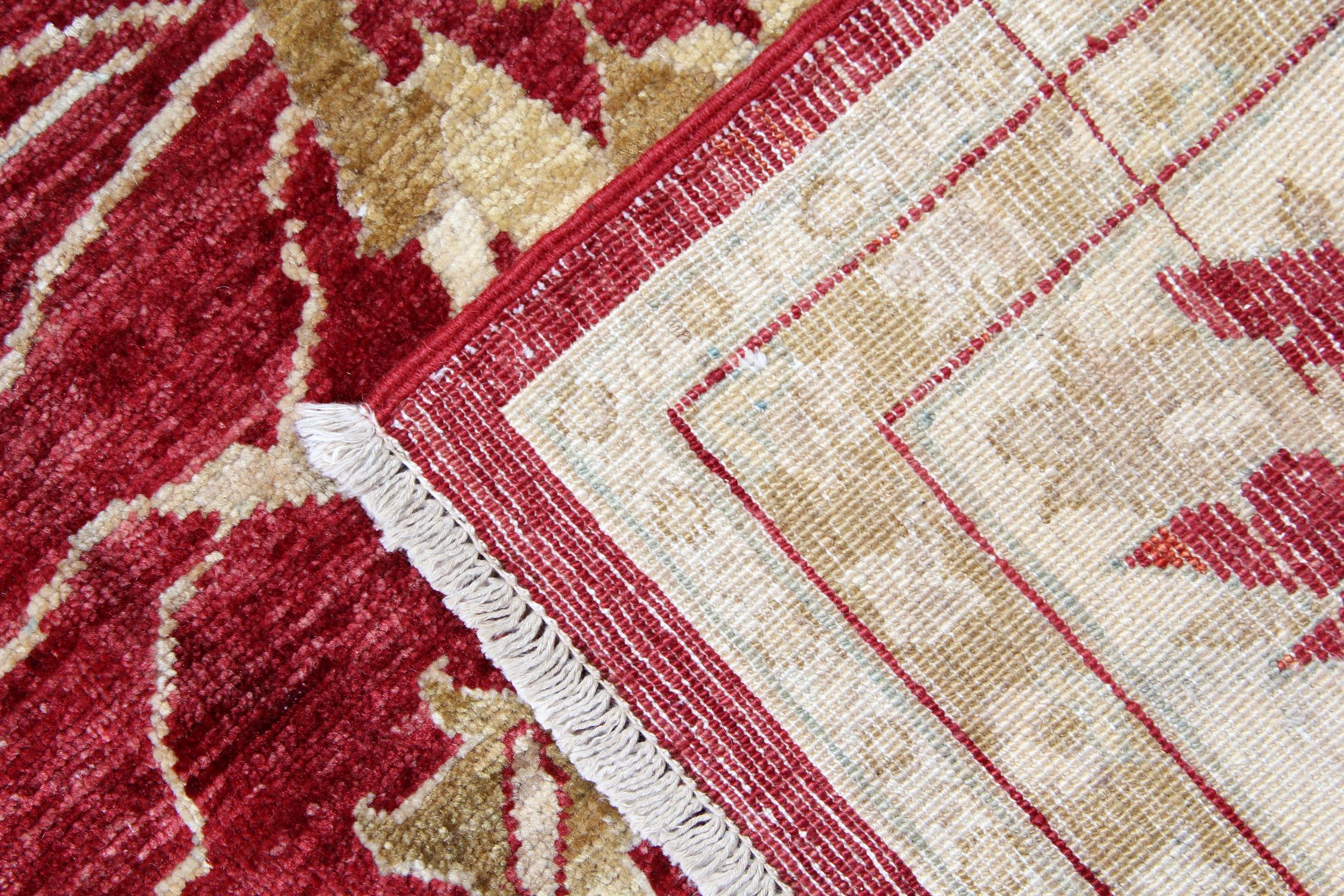 Contemporary Traditional Red Ziegler Carpet Handwoven Wool Area Oriental Rug For Sale