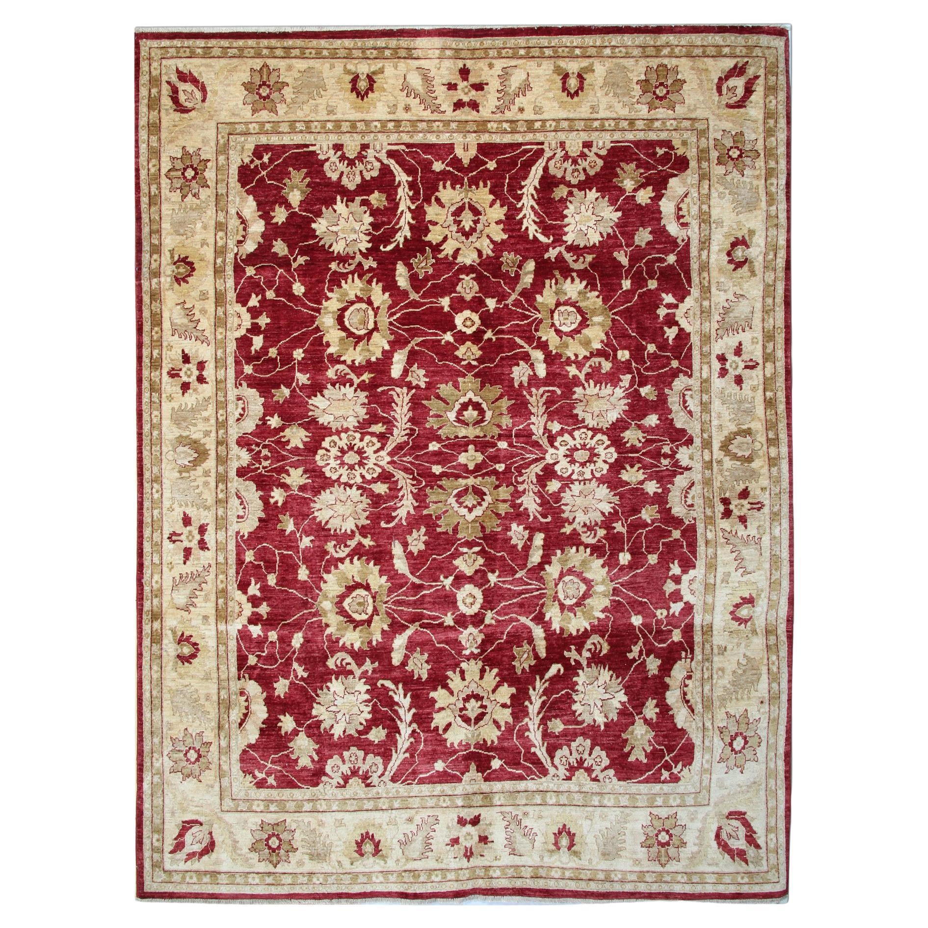 Red Ziegler Carpet Handwoven Wool, Ziegler Oriental Rug