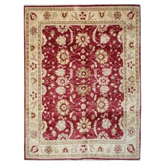 Traditioneller roter Ziegler-Teppich, handgewebter orientalischer Teppich aus Wolle