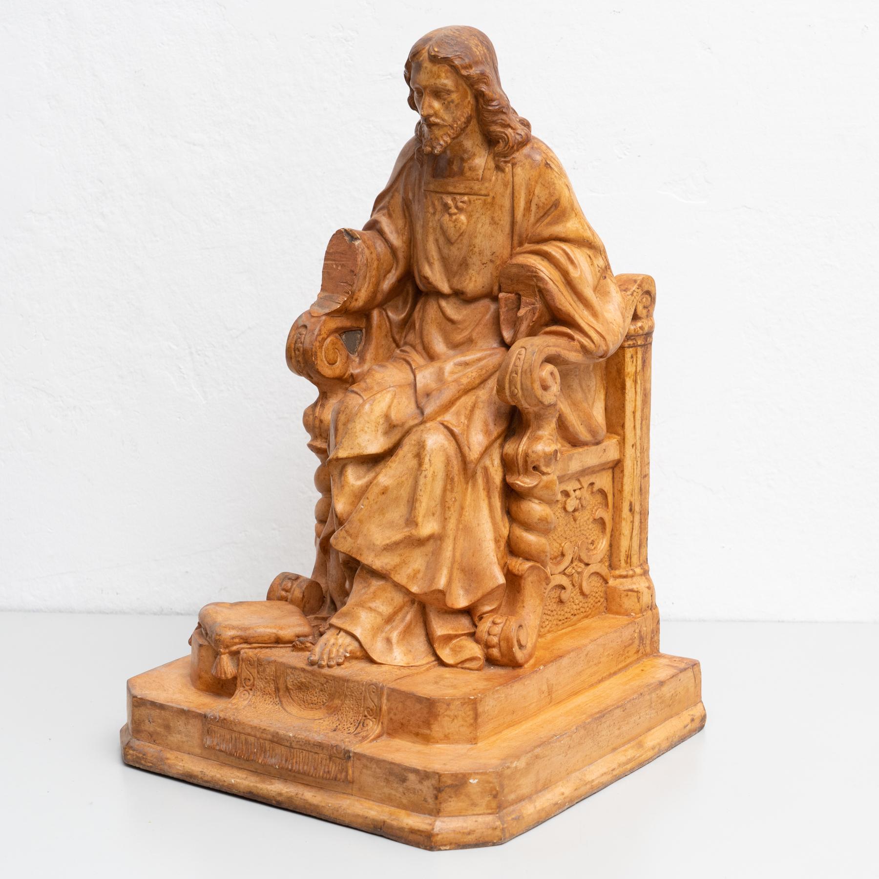 Traditionelle religiöse Jesus Christ-Skulptur (Holz) im Angebot
