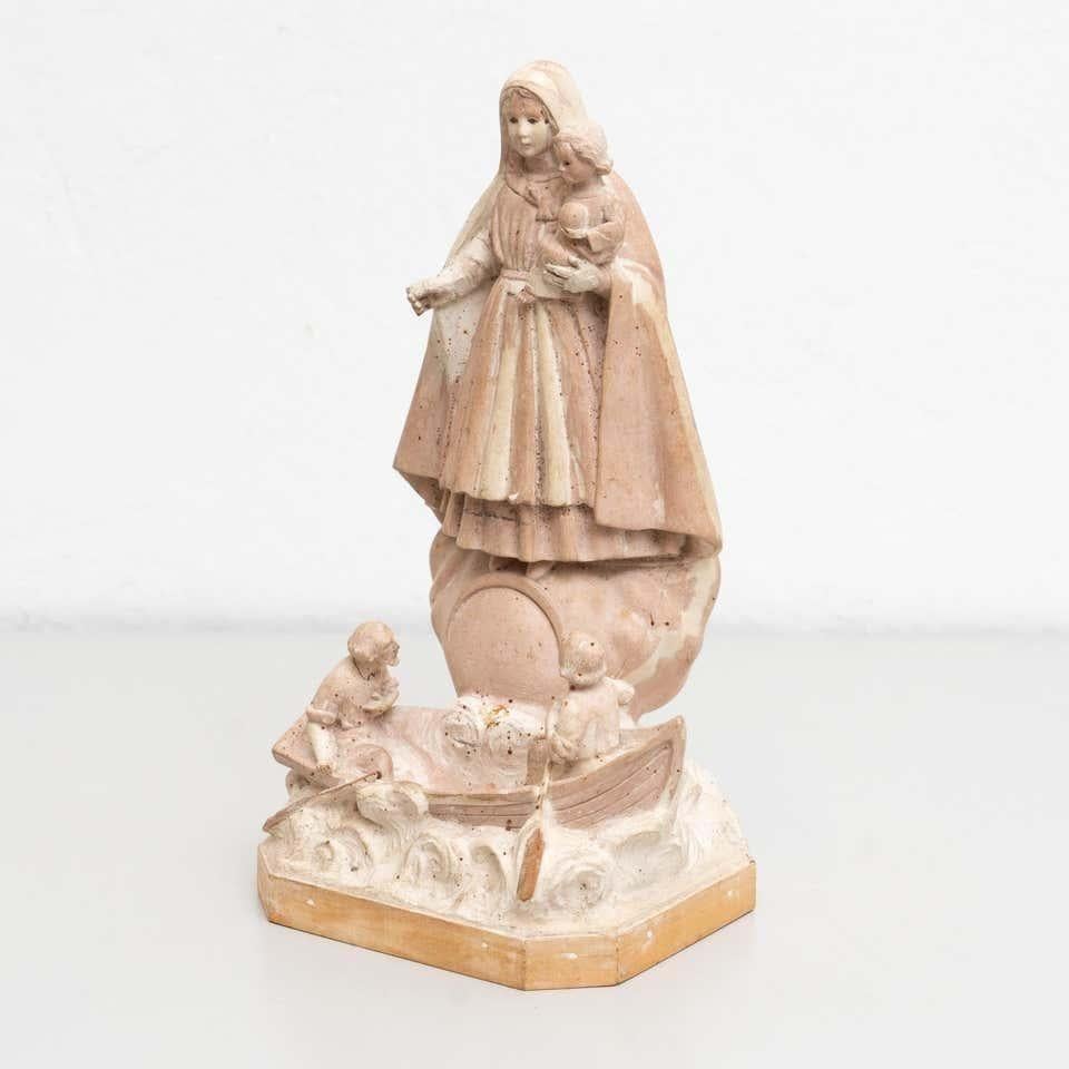 Modern Traditional Religious Plaster Figure: Virgin of Timeless Elegance For Sale