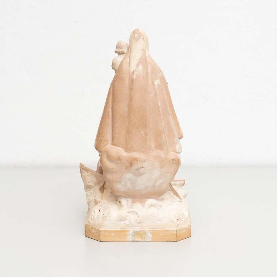 Mid-20th Century Traditional Religious Plaster Figure: Virgin of Timeless Elegance For Sale