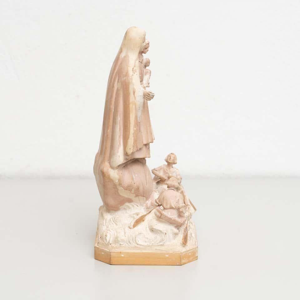 Traditional Religious Plaster Figure: Virgin of Timeless Elegance For Sale 2