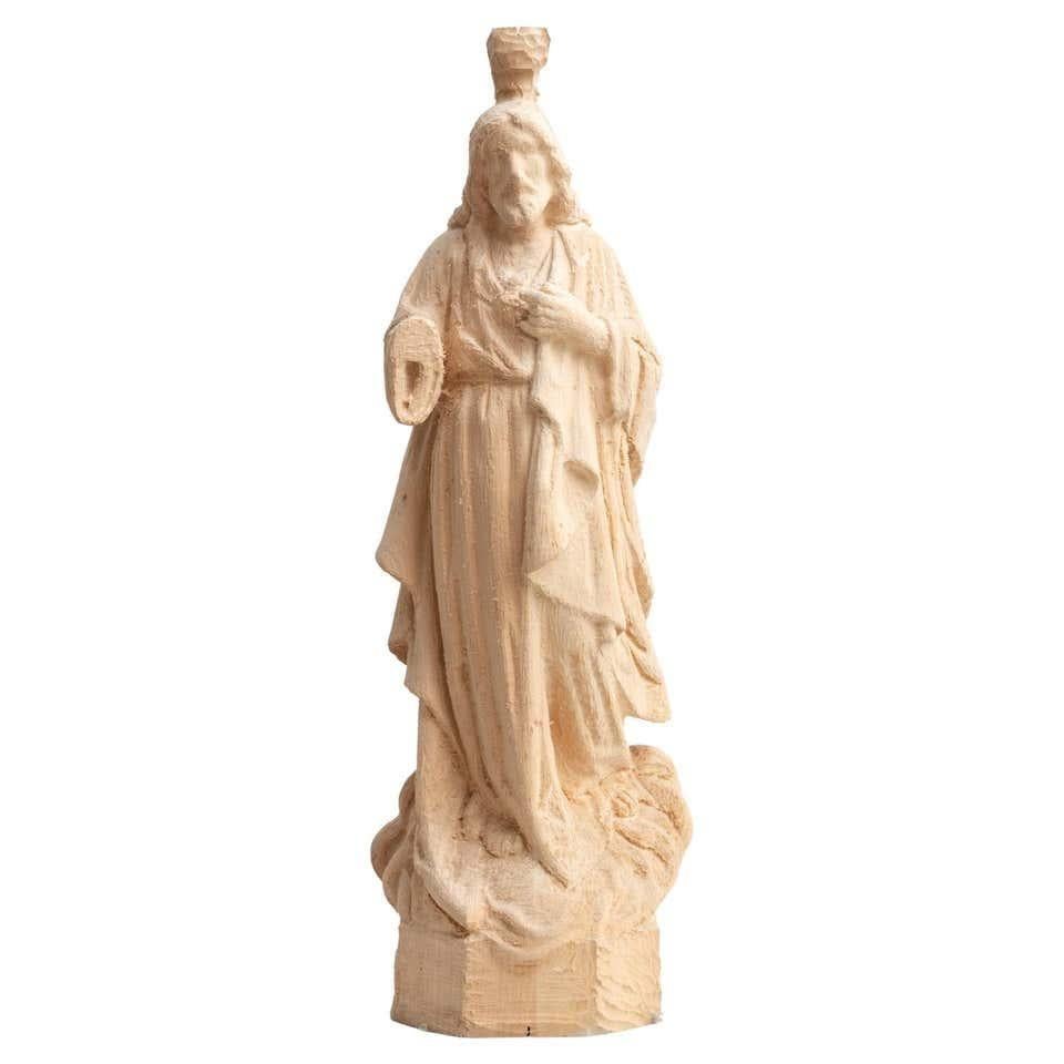 Traditional Religious Turned Jesus Christ Wooden Sculpture For Sale 8