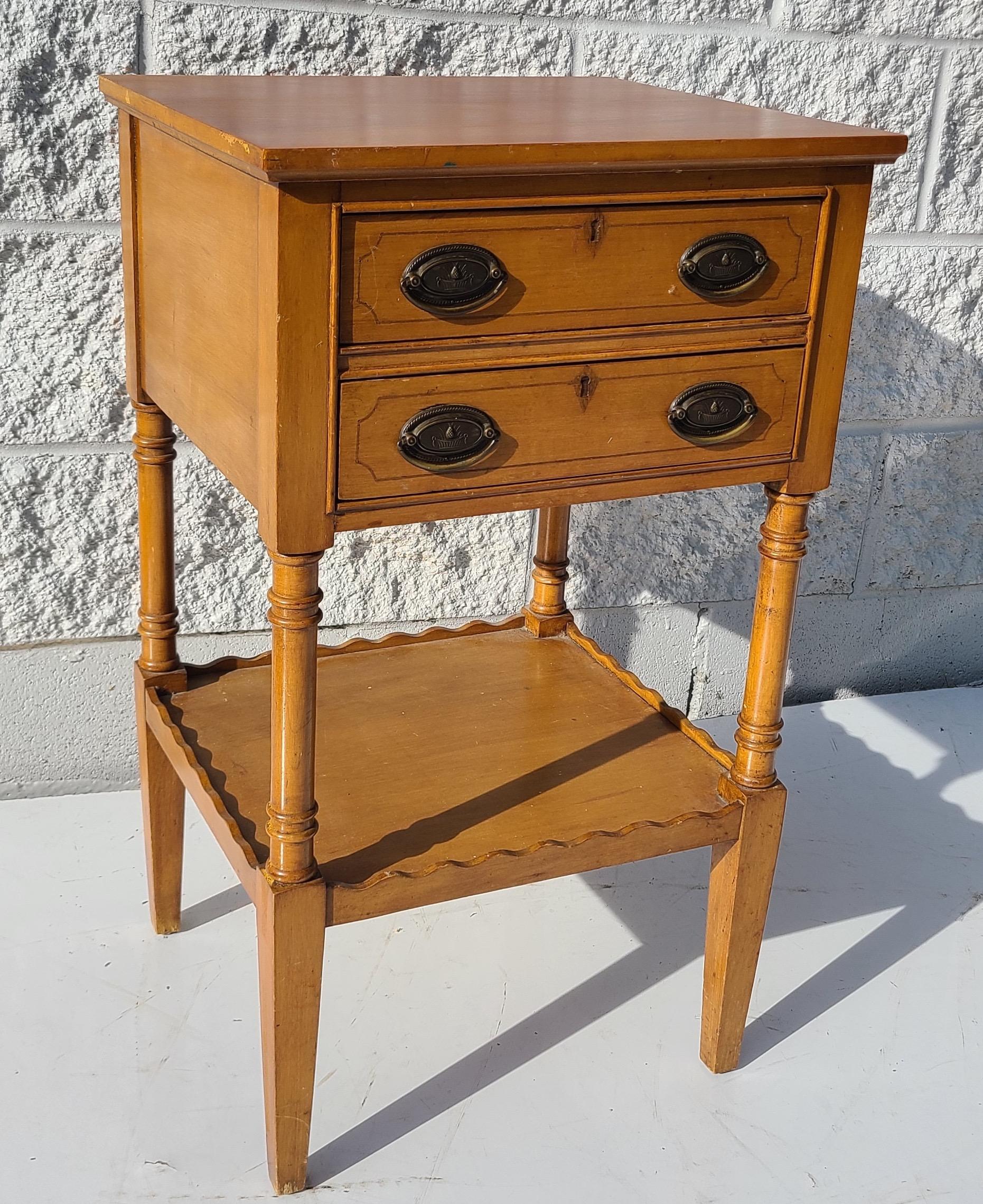 Brass Traditional Revival 2 Drawer Night Stand For Sale