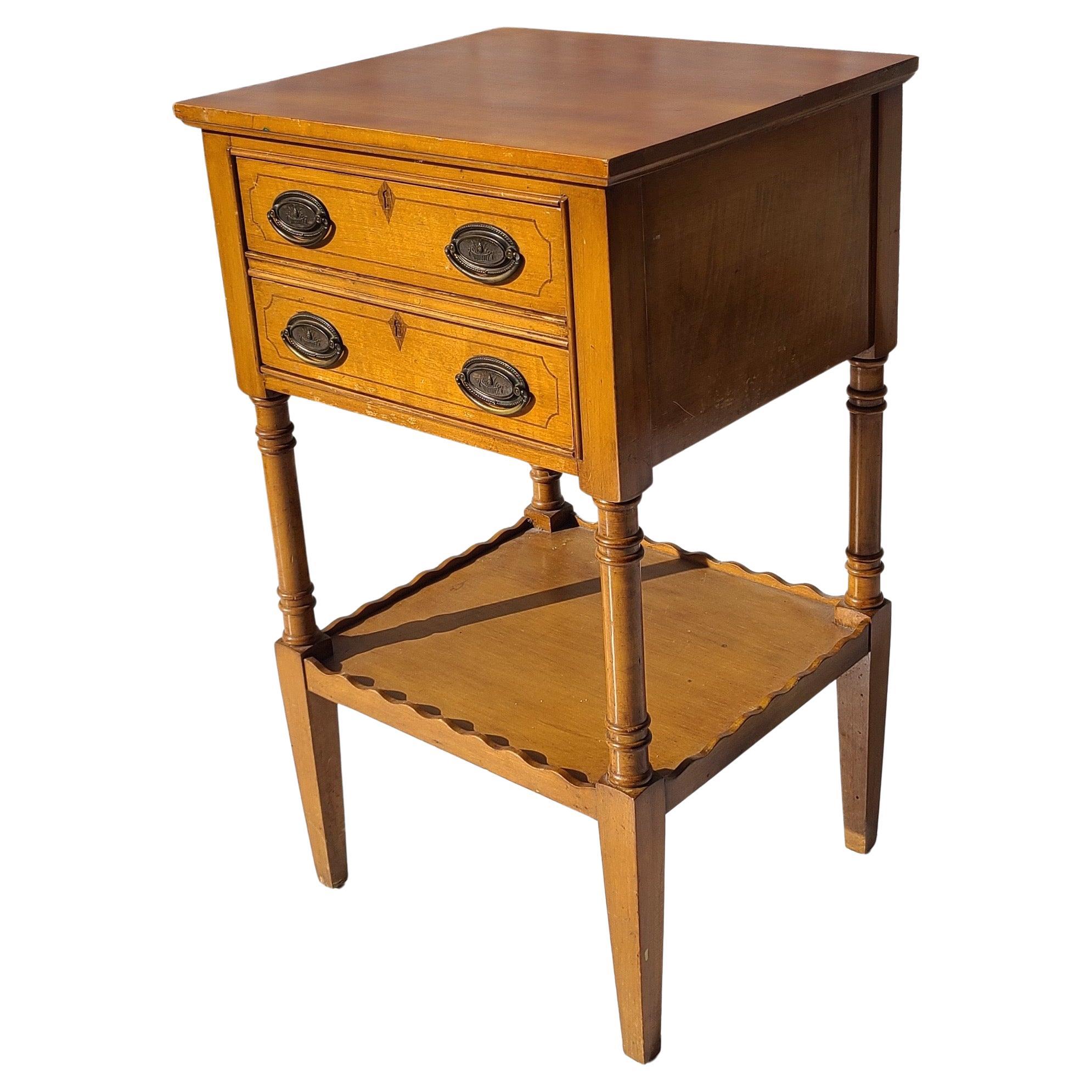 Traditional Revival 2 Drawer Night Stand For Sale