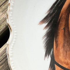 Traditional Round Ceramic Decorative Horse Plate