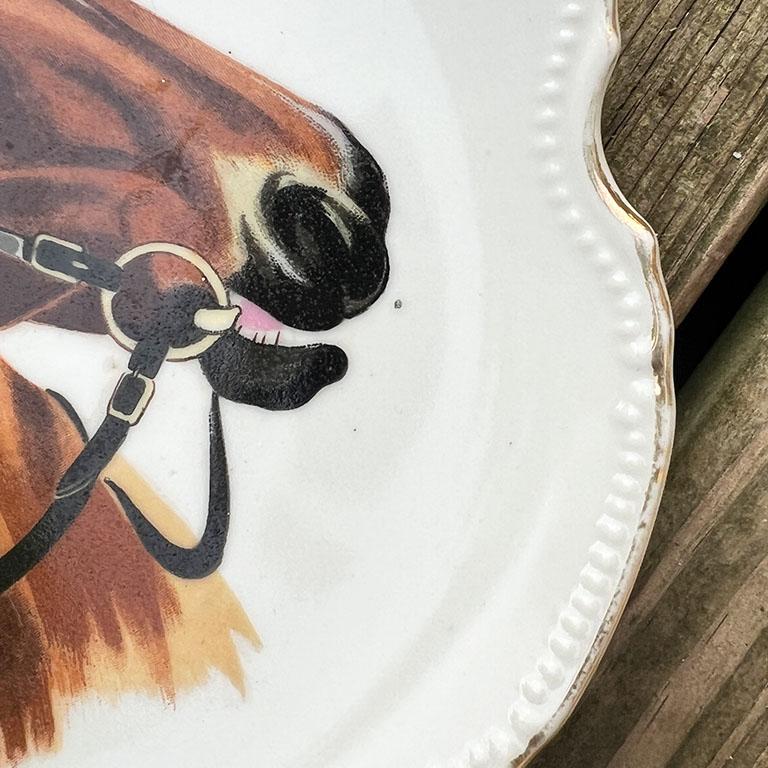American Classical Traditional Round Ceramic Decorative Horse Plate For Sale