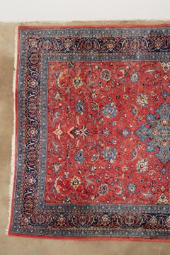 Traditional Ruby Red Persian Medallion Sarouk Rug