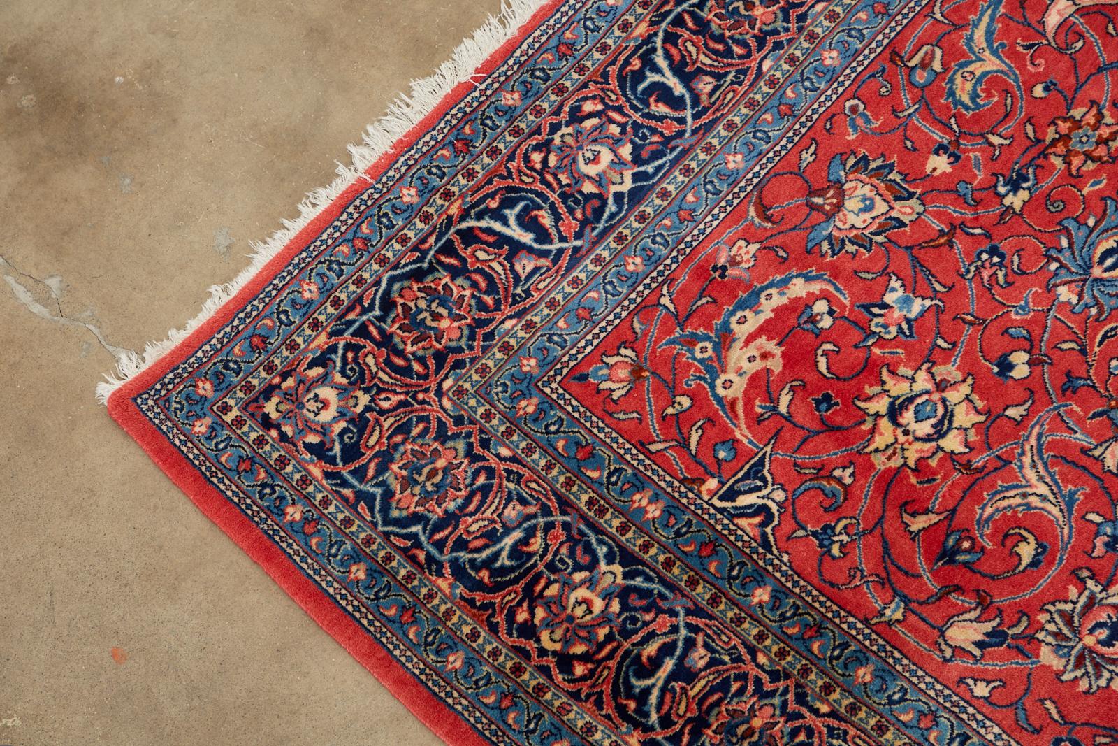 Traditional Ruby Red Persian Medallion Sarouk Rug For Sale 2