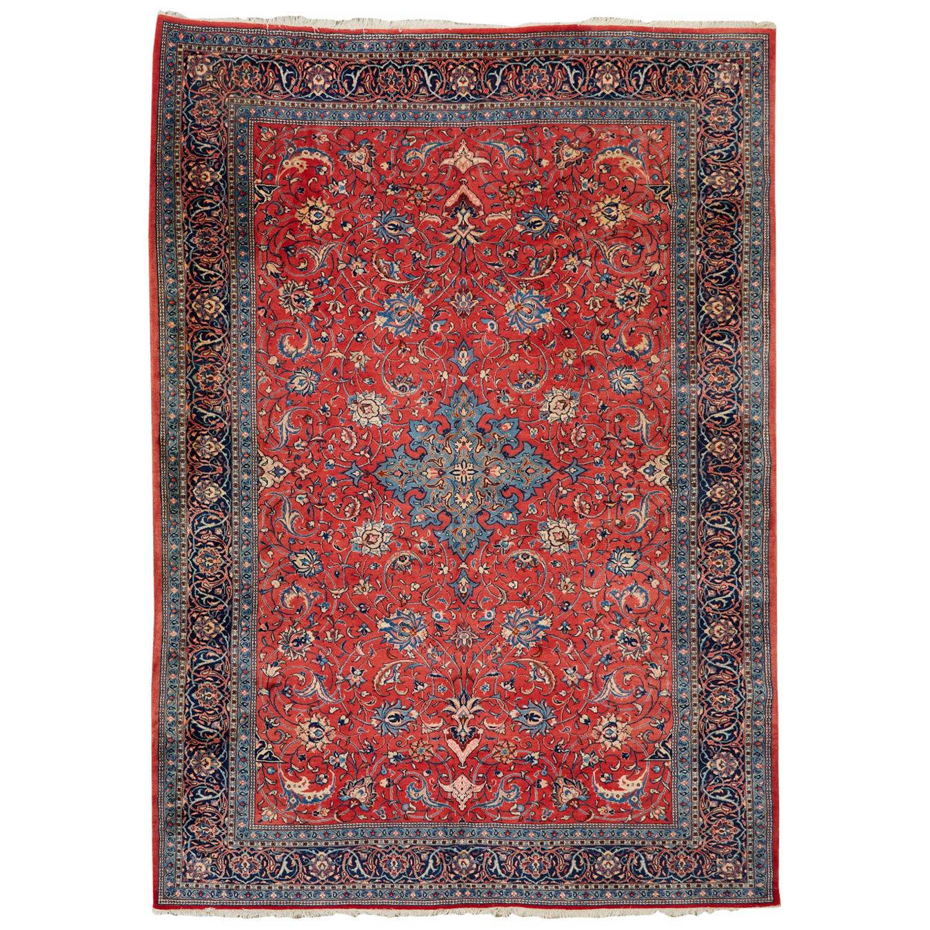 Traditional Ruby Red Persian Medallion Sarouk Rug For Sale