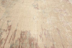 Traditional Rug Abstract-Inspired Abstract Tan Silk "Nuvola"