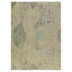 Traditional Rug Abstract-Inspired Abstract Tan Silk "Nuvola"