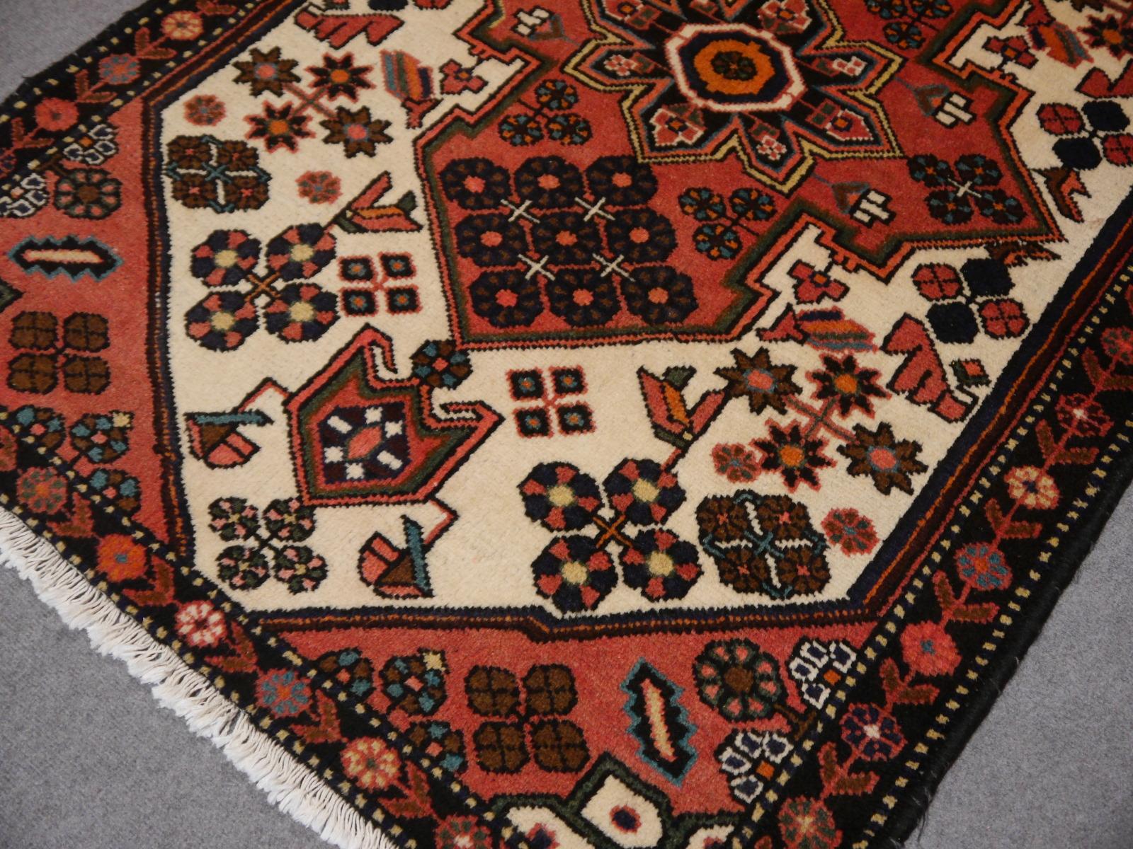 Azerbaijani Traditional rug classic vintage wool hand knotted semi antique carpet Midcentury For Sale