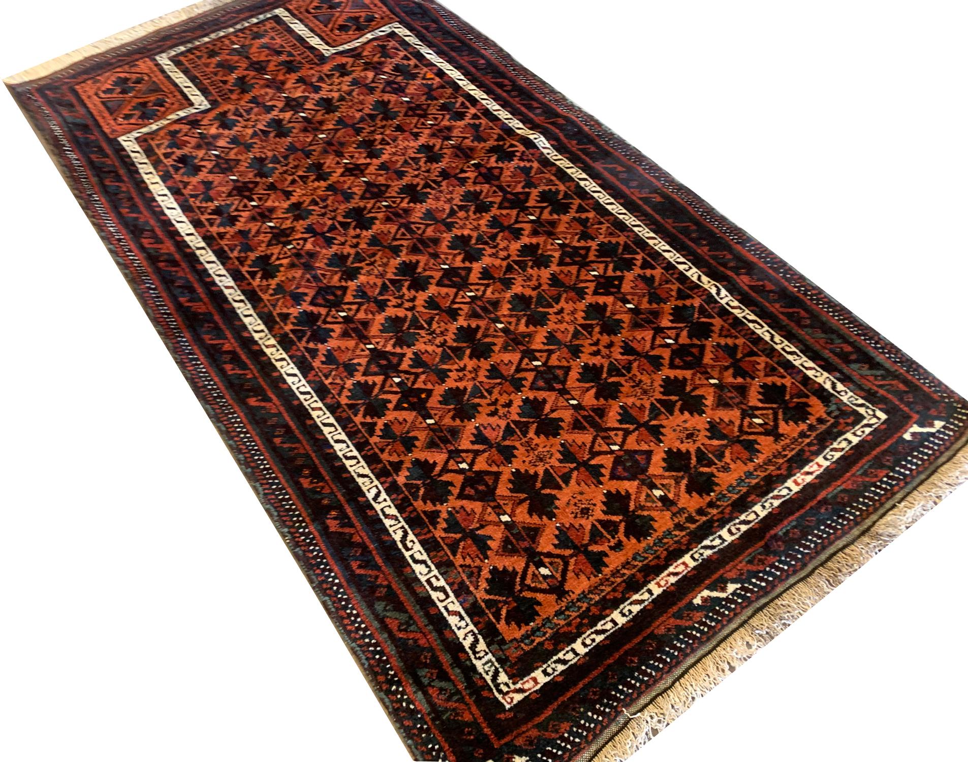 Country Traditional Rug Handmade Carpet Rust Wool Oriental Geometric Area Rug For Sale