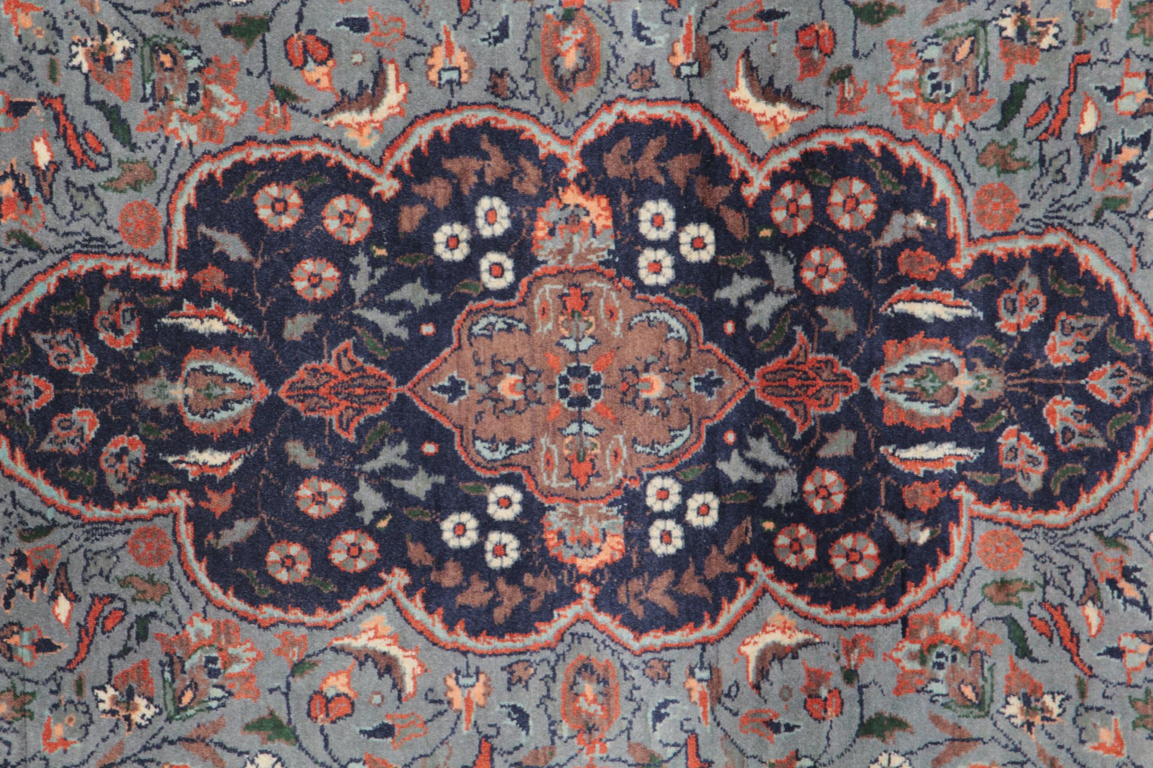 Late 20th Century Traditional Rugs, Carpet Runners of Rugs Area, Indian Rugs, Blue Runner Rug