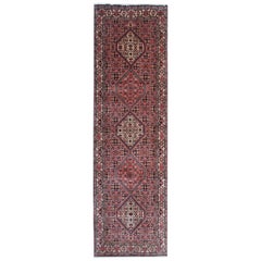 Vintage Traditional Runner Rug, Handwoven Wool Pink Oriental Carpet Rug